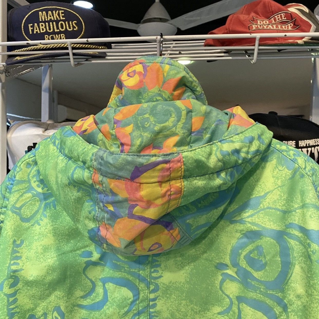 Goldwin Vintage 90s Goldwin All-Over Print Ski Jacket Neon Green Size US L / EU 52-54 / 3 - 16 Thumbnail