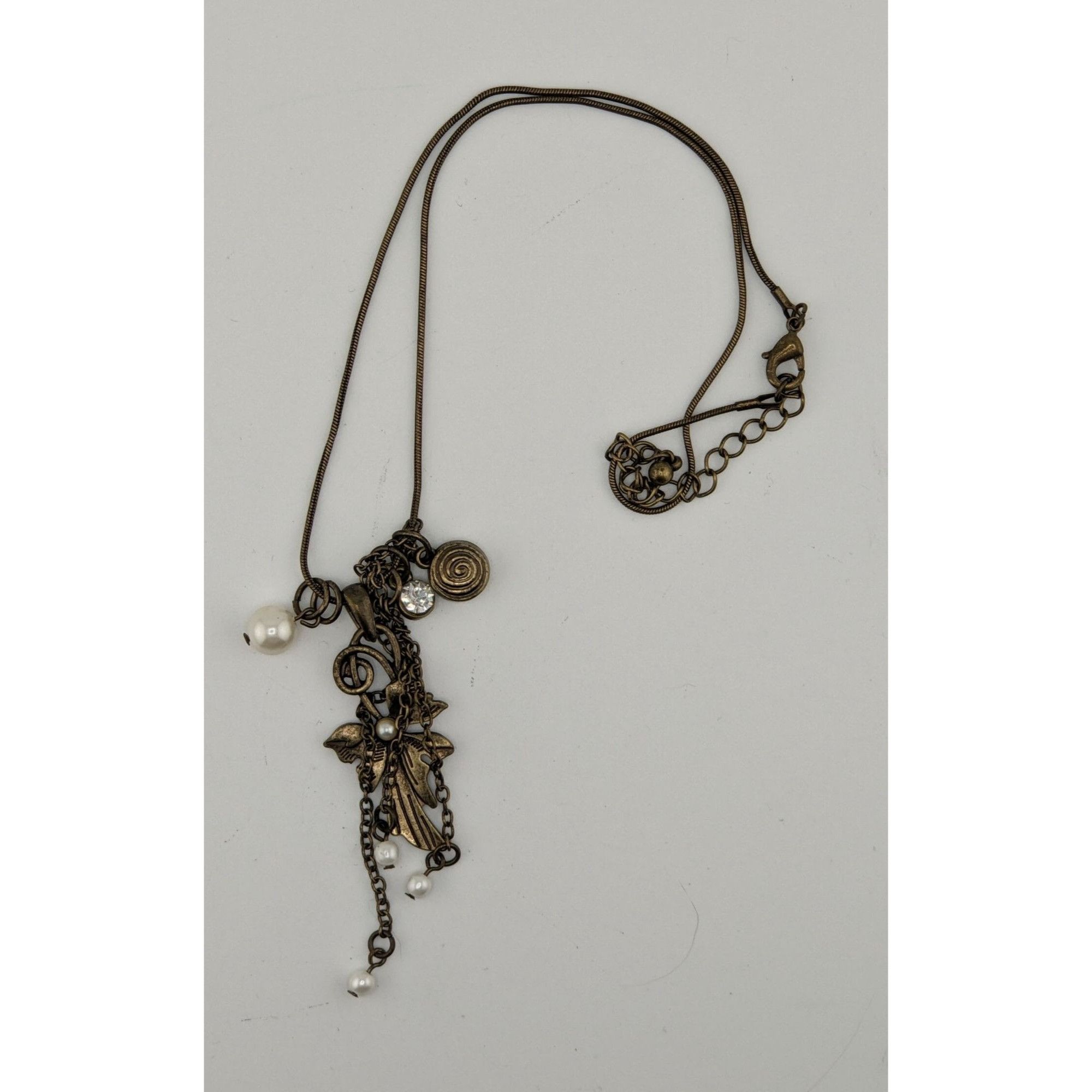 Other Vintage-Inspired Coquette Bronze Pendant Necklace With Faux Size ONE SIZE - 5 Thumbnail