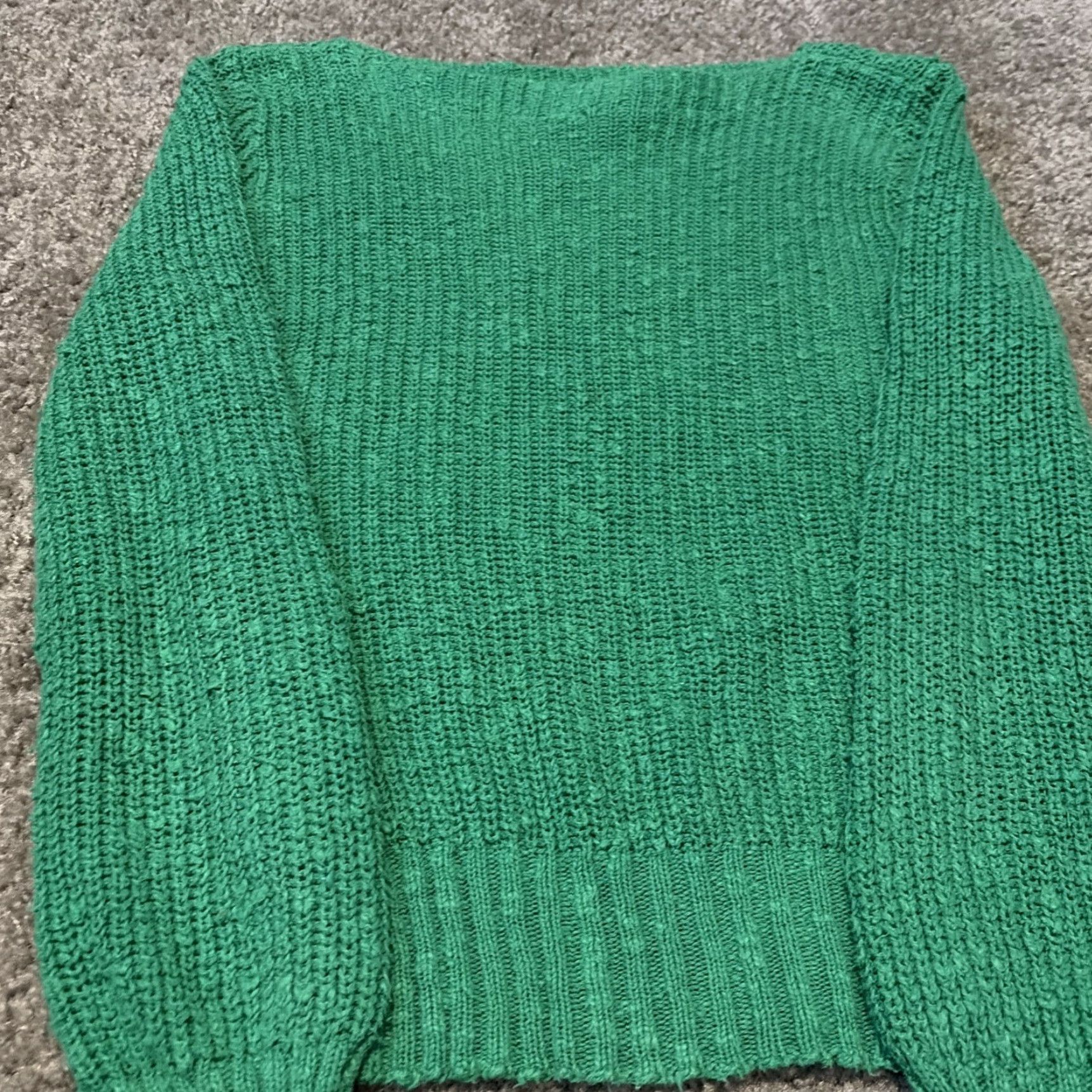 J Brand VINTAGE 80s Gotham Green Cotton Knit Crewneck Sweater Woman Medium Crew Neck Pullover Knit Size M / US 6-8 / IT 42-44 - 3 Thumbnail