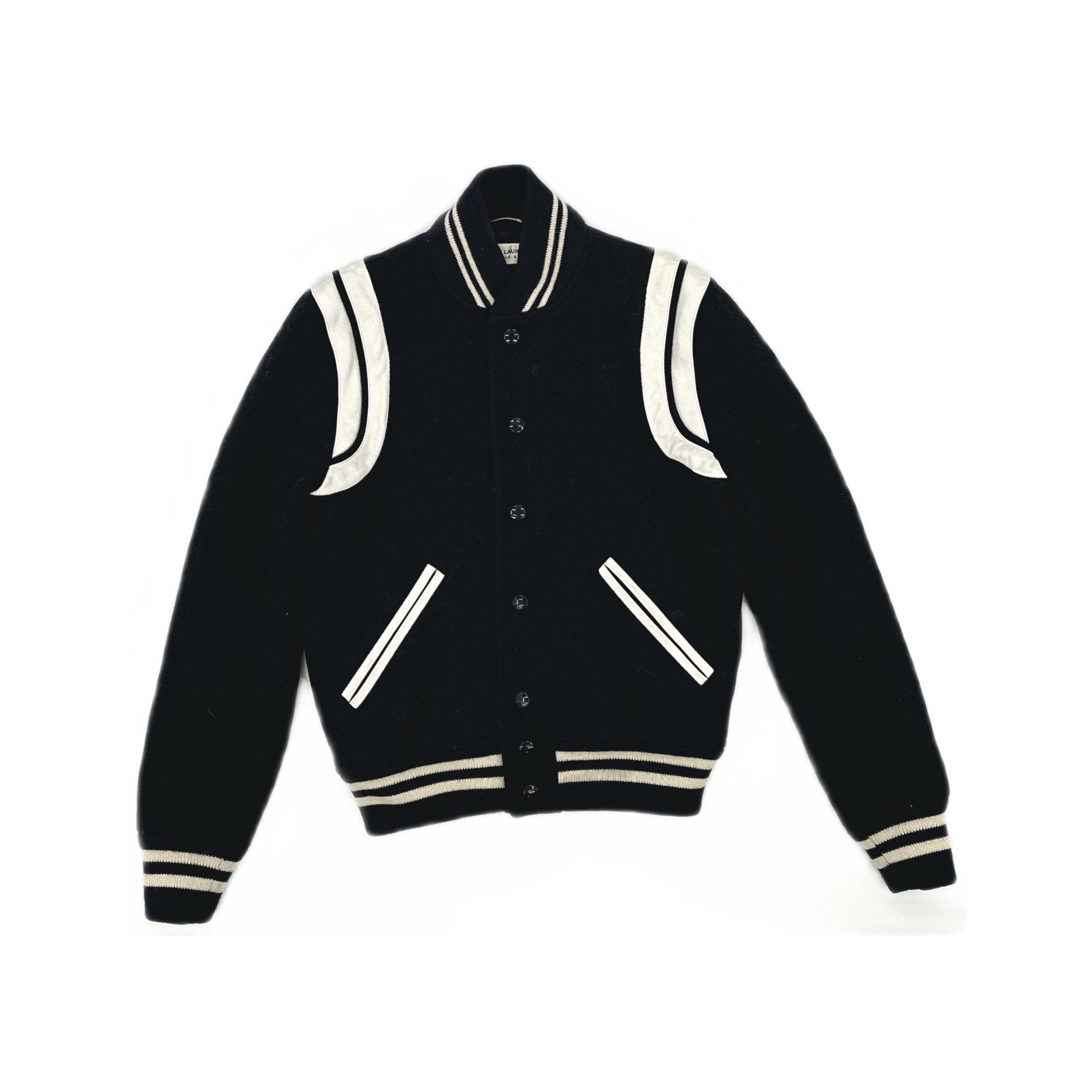 Saint Laurent Paris Saint Laurent Leather Trim Varsity Jacket Size 36 Size XS / US 0-2 / IT 36-38 - 1 Thumbnail