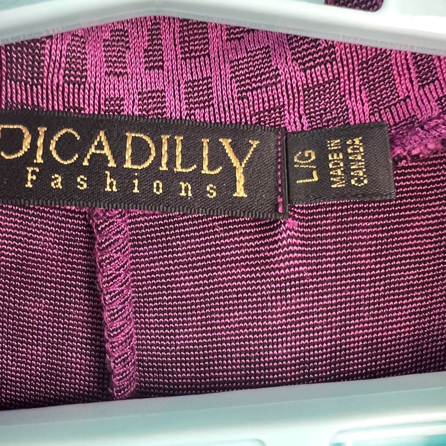 Vintage Picadilly Fashions Womens Blouse Collared Full Zip Long Sleeve Purple Sz L Knit 94% Acetate 6% Spandex Casual Size L / US 10 / IT 46 - 5 Thumbnail