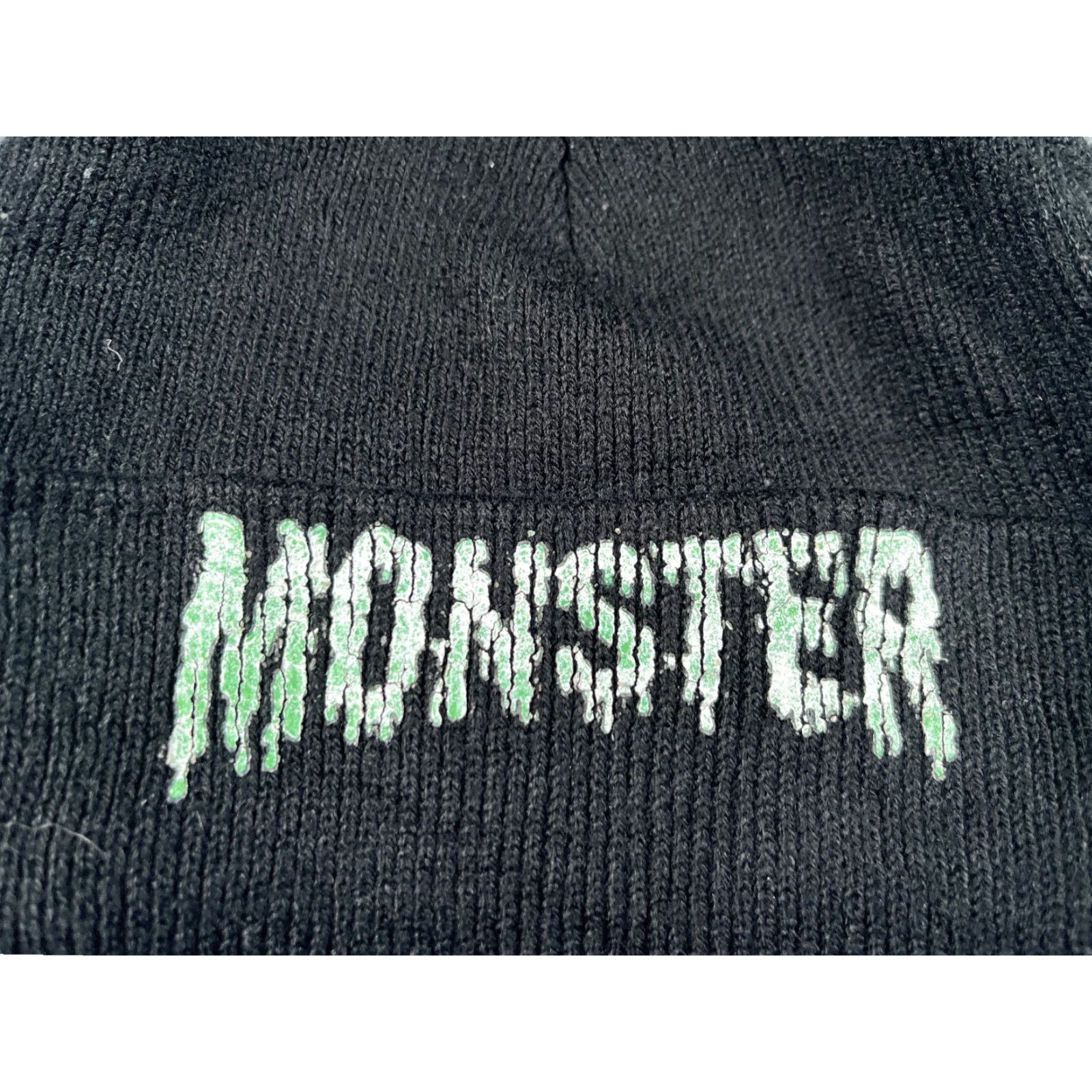 Vintage VINTAGE Monster Beanie Toque Adult One Size Black Knit 100% Acrylic Cuff Skate Ski Snow Size ONE SIZE - 2 Thumbnail