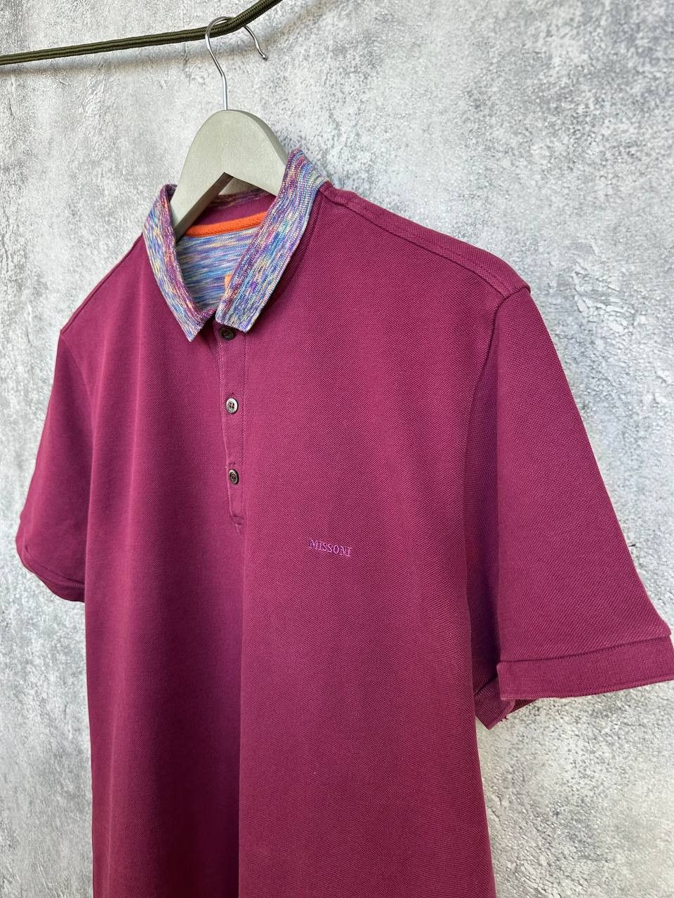 Missoni Missoni Polo Shirt Burgundy Knit Striped Collar Designer Size US L / EU 52-54 / 3 - 5 Thumbnail