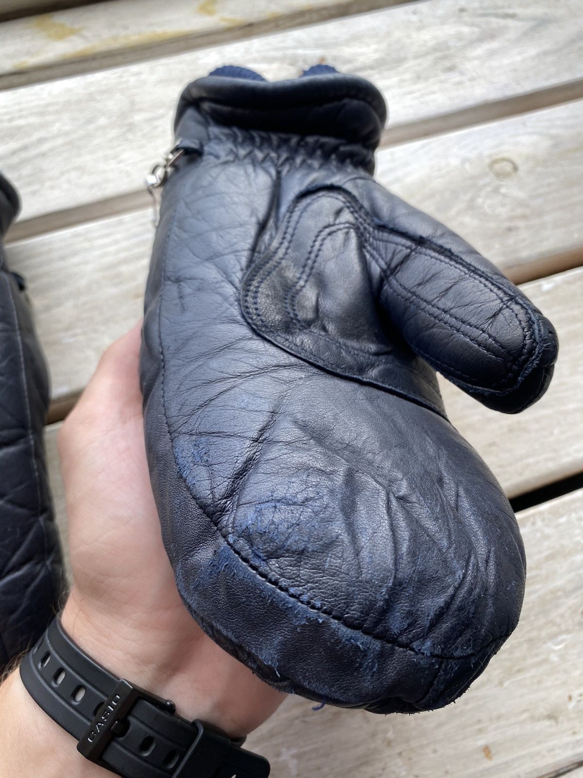 Japanese Brand × Leather × Vintage Vintage Made in Japan Black Leather motorcycle puffer gloves Size ONE SIZE - 10 Thumbnail
