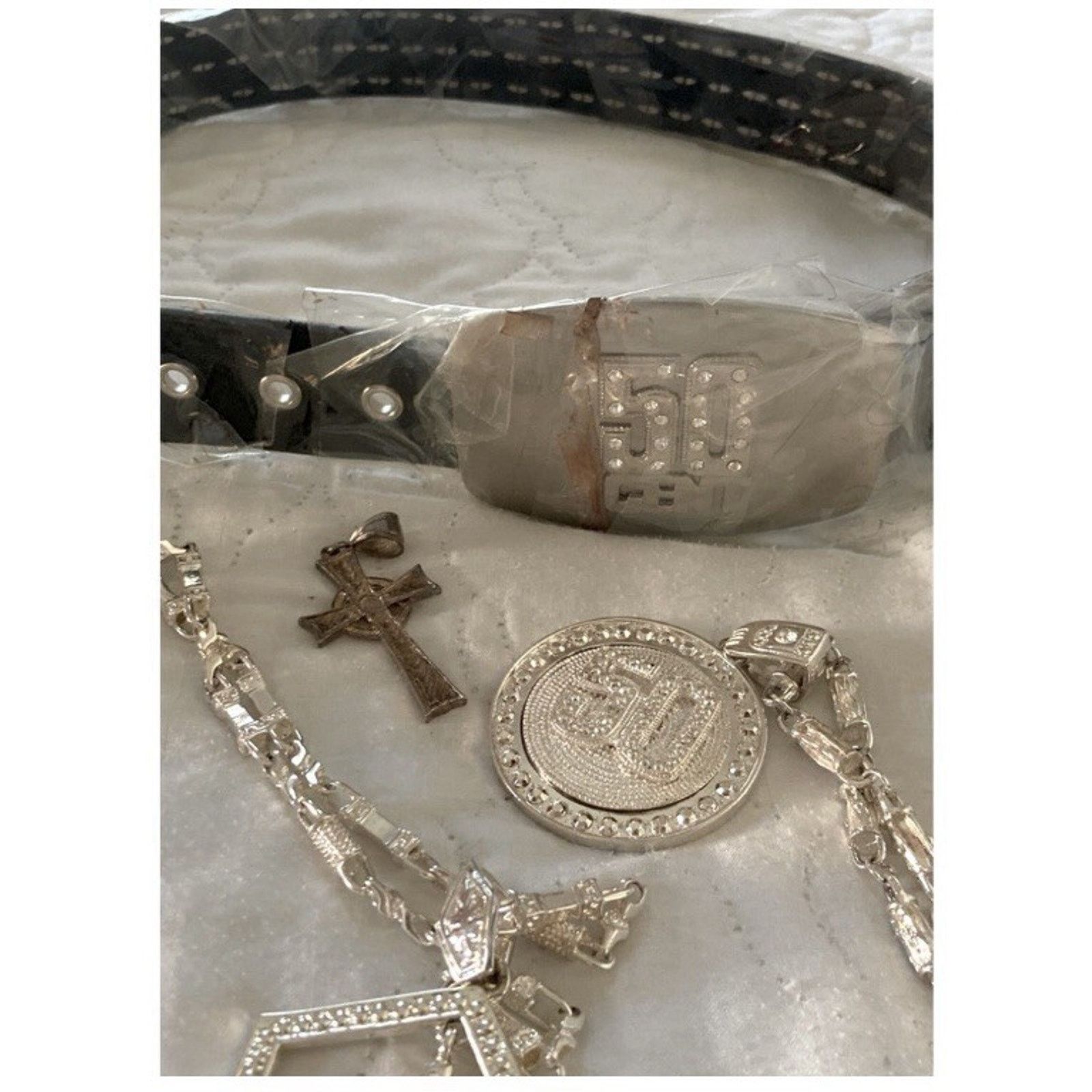 50 Cent Custom 2000s Hip Hop 'Bling' Jewelry Set - 50 Cent Look Size ONE SIZE - 2 Thumbnail