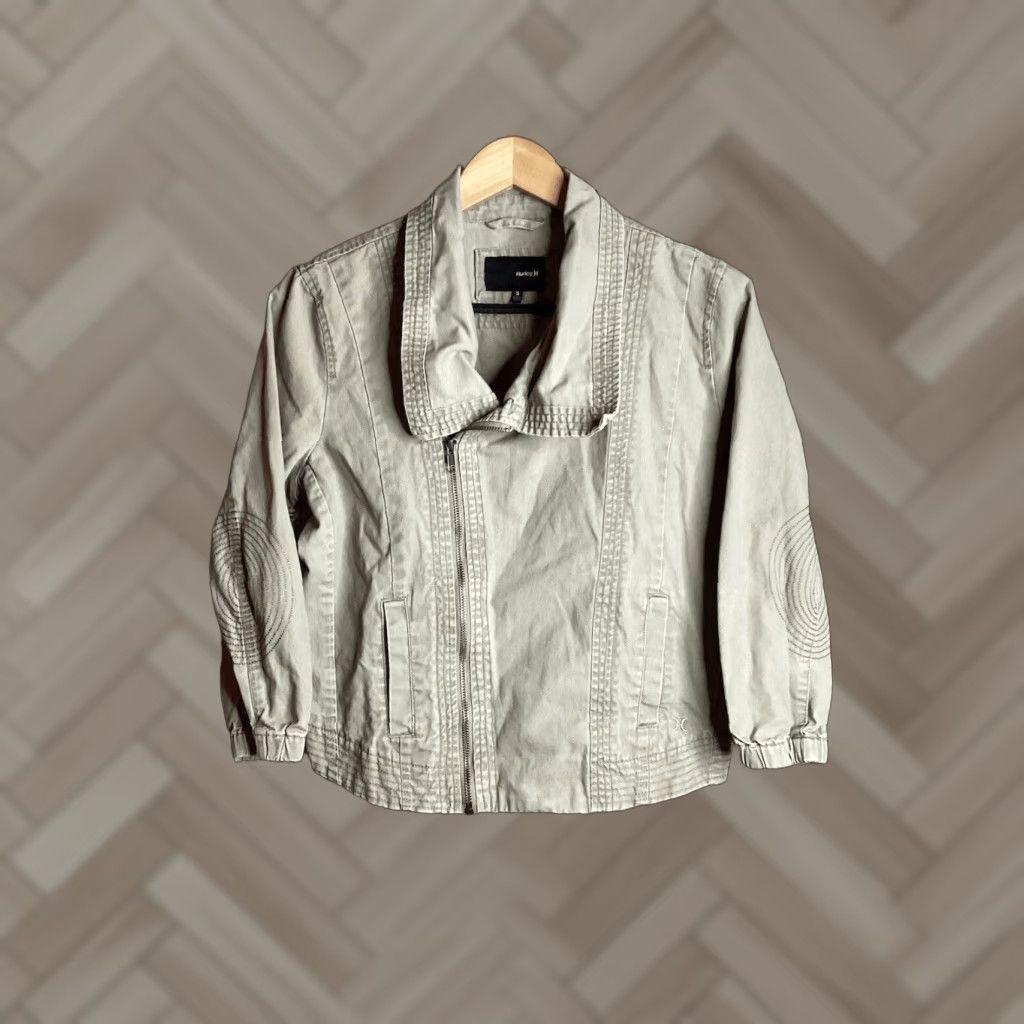 Hurley VINTAGE Hurley Jacket Womens Small Full Zip Long Sleeve Cropped Moto Beige Size S / US 4 / IT 40 - 1 Thumbnail