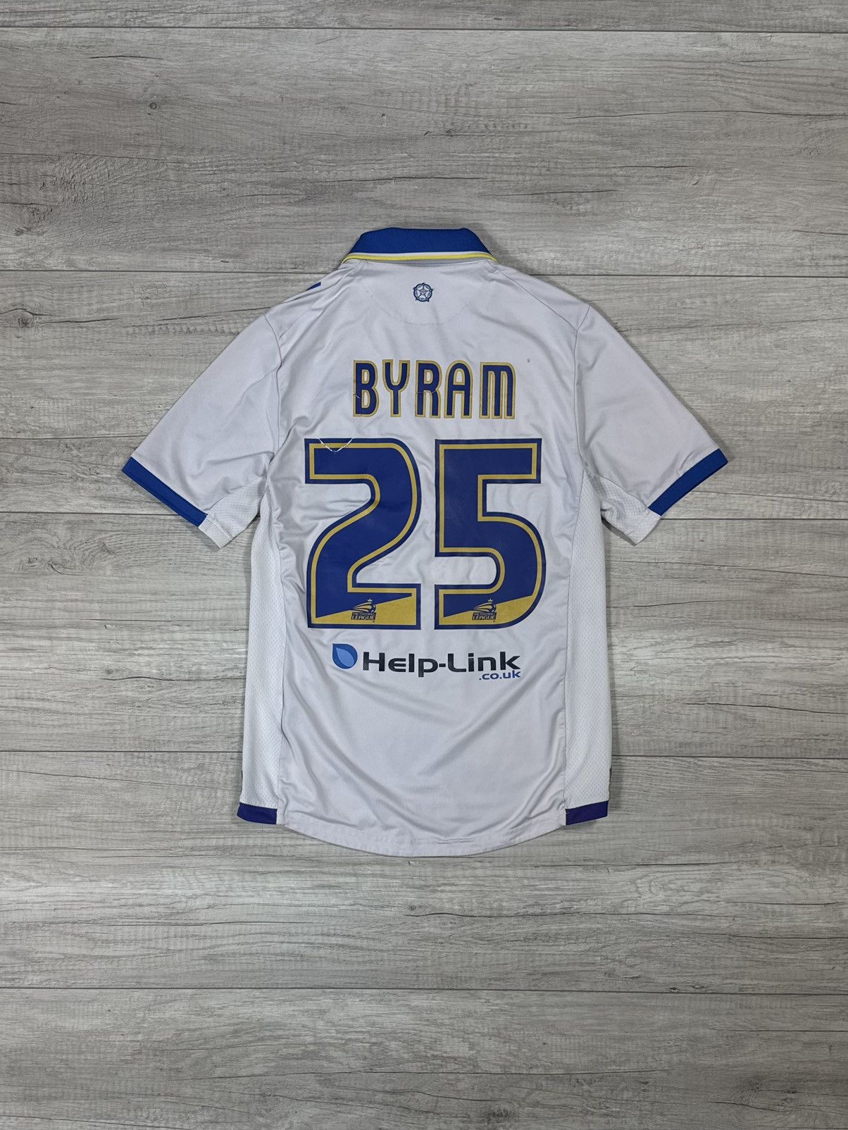 Macron Sam Byram Leeds United 2013 2014 Home Soccer Jersey Macron Size US M / EU 48-50 / 2 - 1 Thumbnail