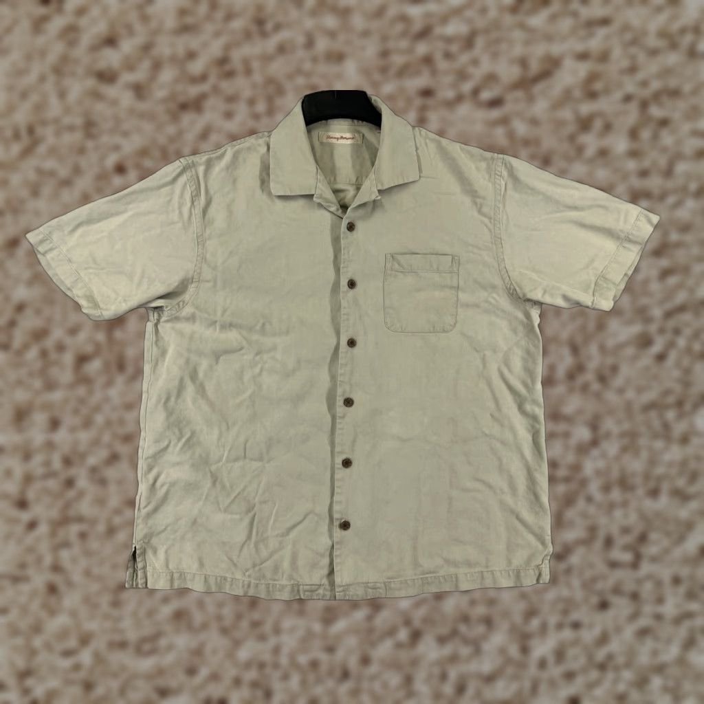 Tommy Bahama Tommy Bahama Shirt Men XL Beige Button-Up Silk Hawaiian Pocket Vacation Casual Travel 44in Chest Size US XL / EU 56 / 4 - 1 Thumbnail