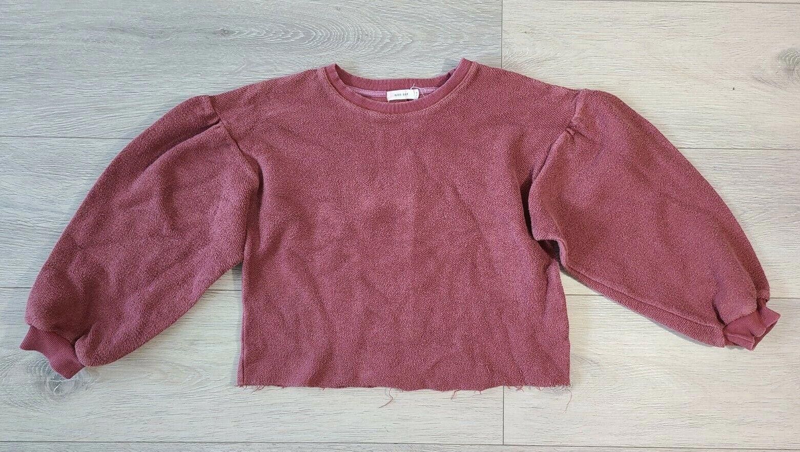 Designer Mod Ref Sweatshirt Crop Mauve Maroon Terry balloon Grunge Size S / US 4 / IT 40 - 5 Thumbnail