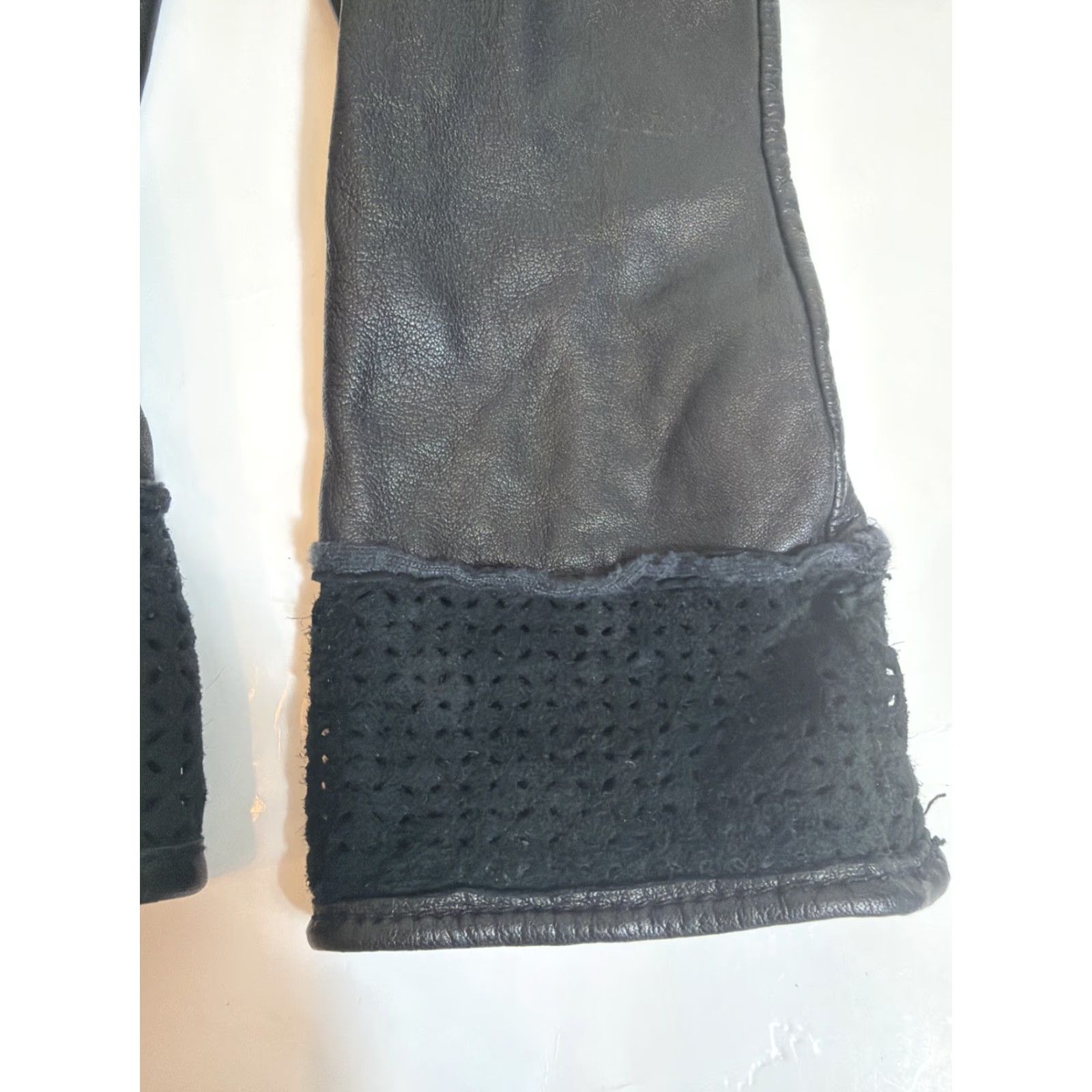 Vintage VINTAGE Grandoe leather gloves Women’s Large Black Glove Wrist Lining Polyester Nylon Eyelet Womens Size ONE SIZE - 5 Thumbnail
