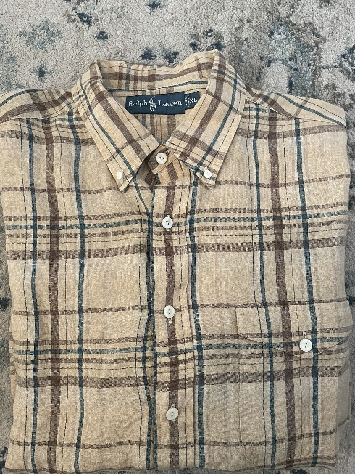 Polo Ralph Lauren × Vintage Plaid Print Linen Button Down Sport Shirt Size US XL / EU 56 / 4 - 1 Thumbnail