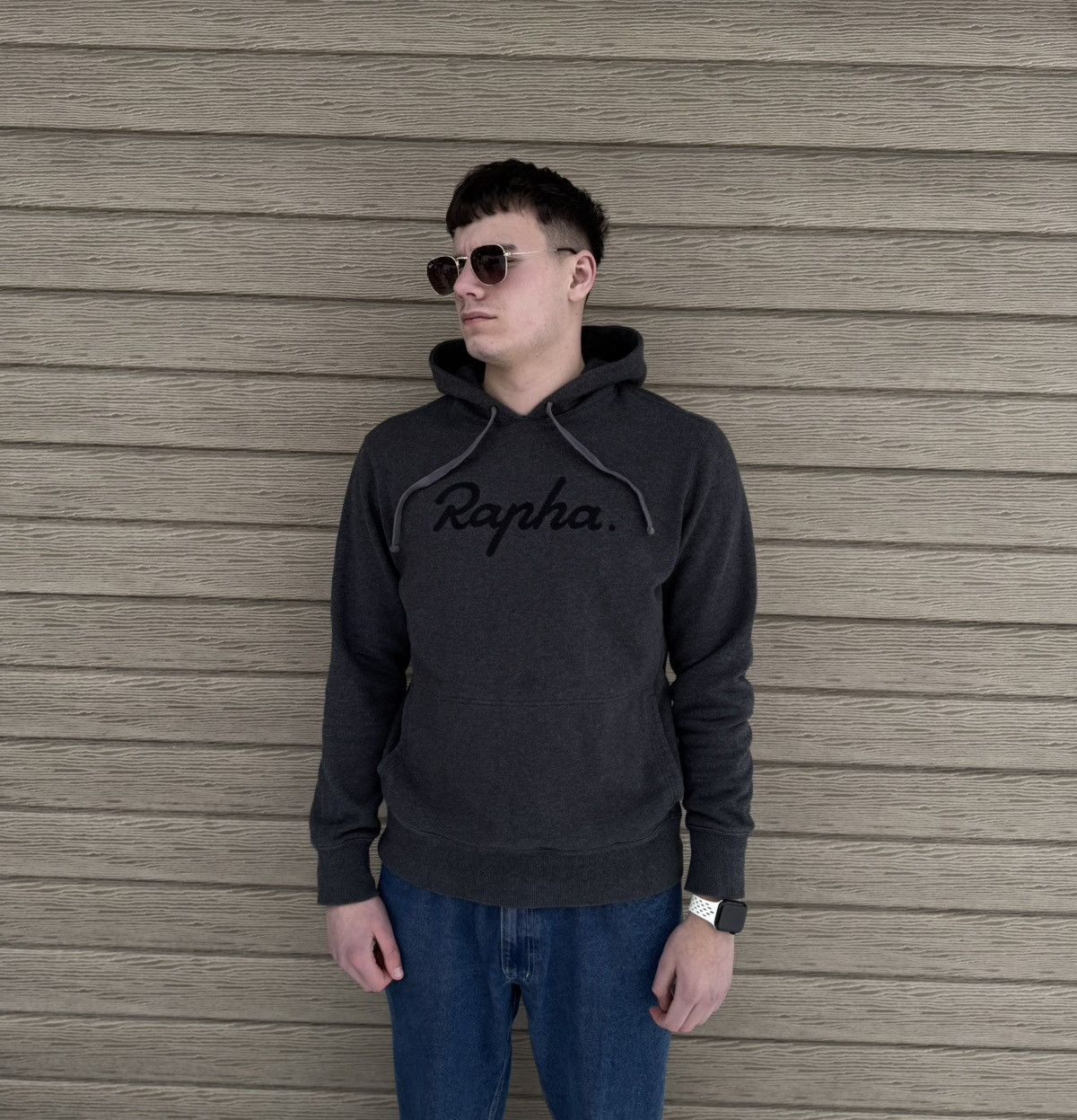 Rapha Rapha Logo Pullover Hoodie MenL Charcoal Marl Cycling Hooded Size US L / EU 52-54 / 3 - 2 Thumbnail