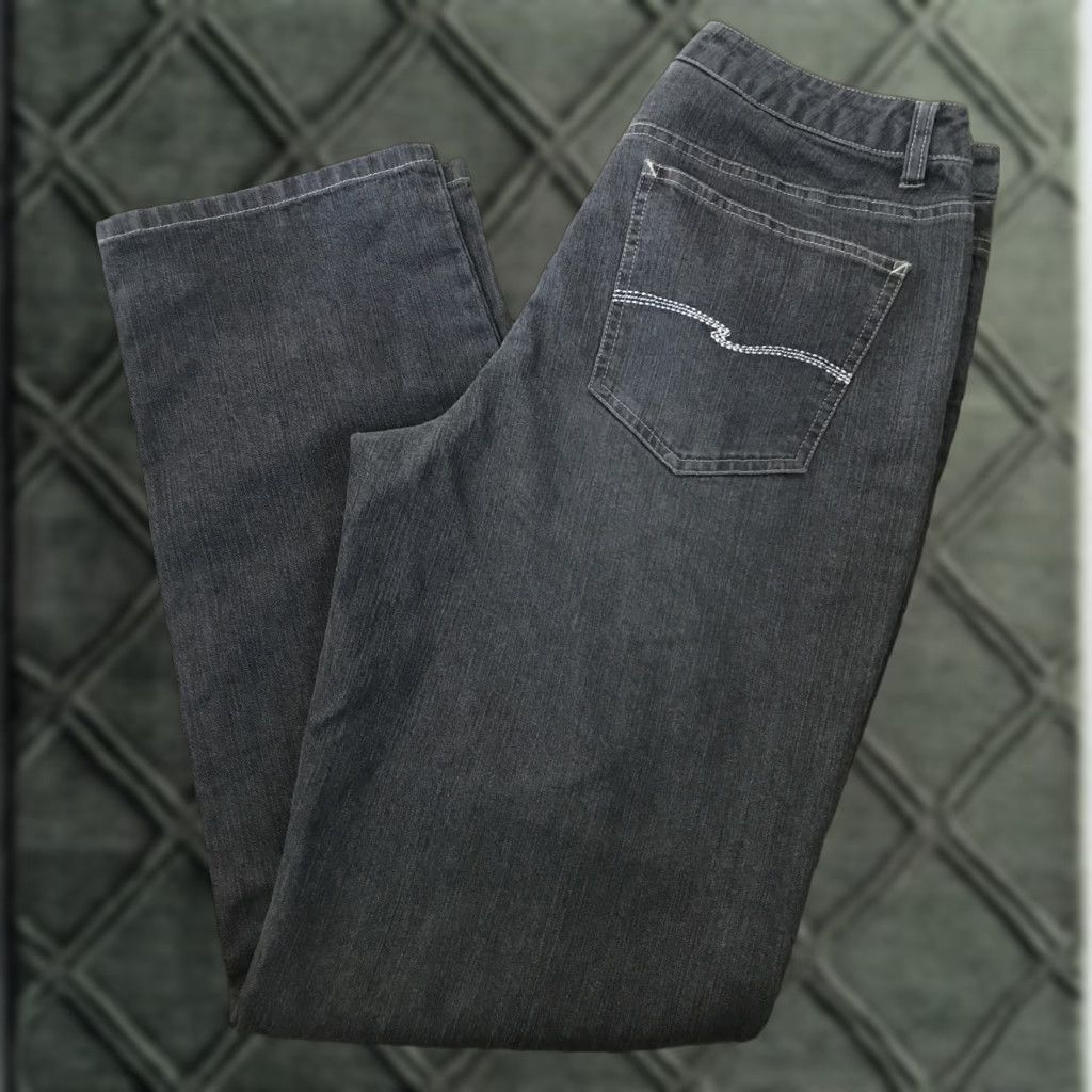 Talbots Talbots Stretch Women's Black Denim Jeans 32" Waist 12 Regular Inseam 31.5" Silver Stitching Pockets Jeans Size 34" / US 12 / IT 48 - 1 Thumbnail