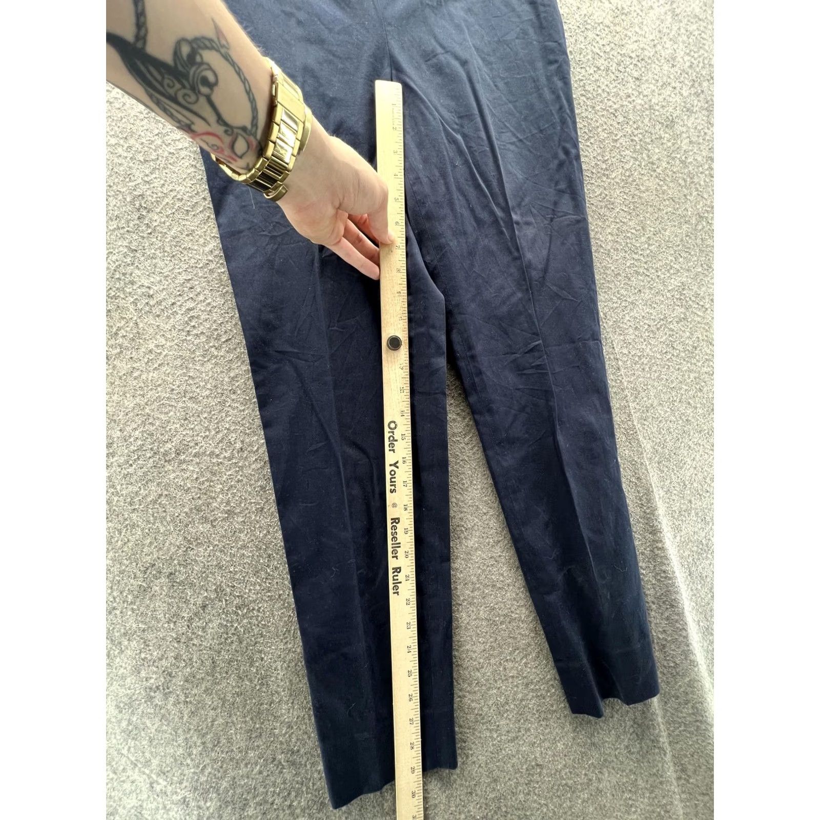 Zara Zara Basic Pants Womens 4 Blue Twill Ankle Slim Stretch Work Casual Trousers Size 27" / US 4 / IT 40 - 4 Thumbnail