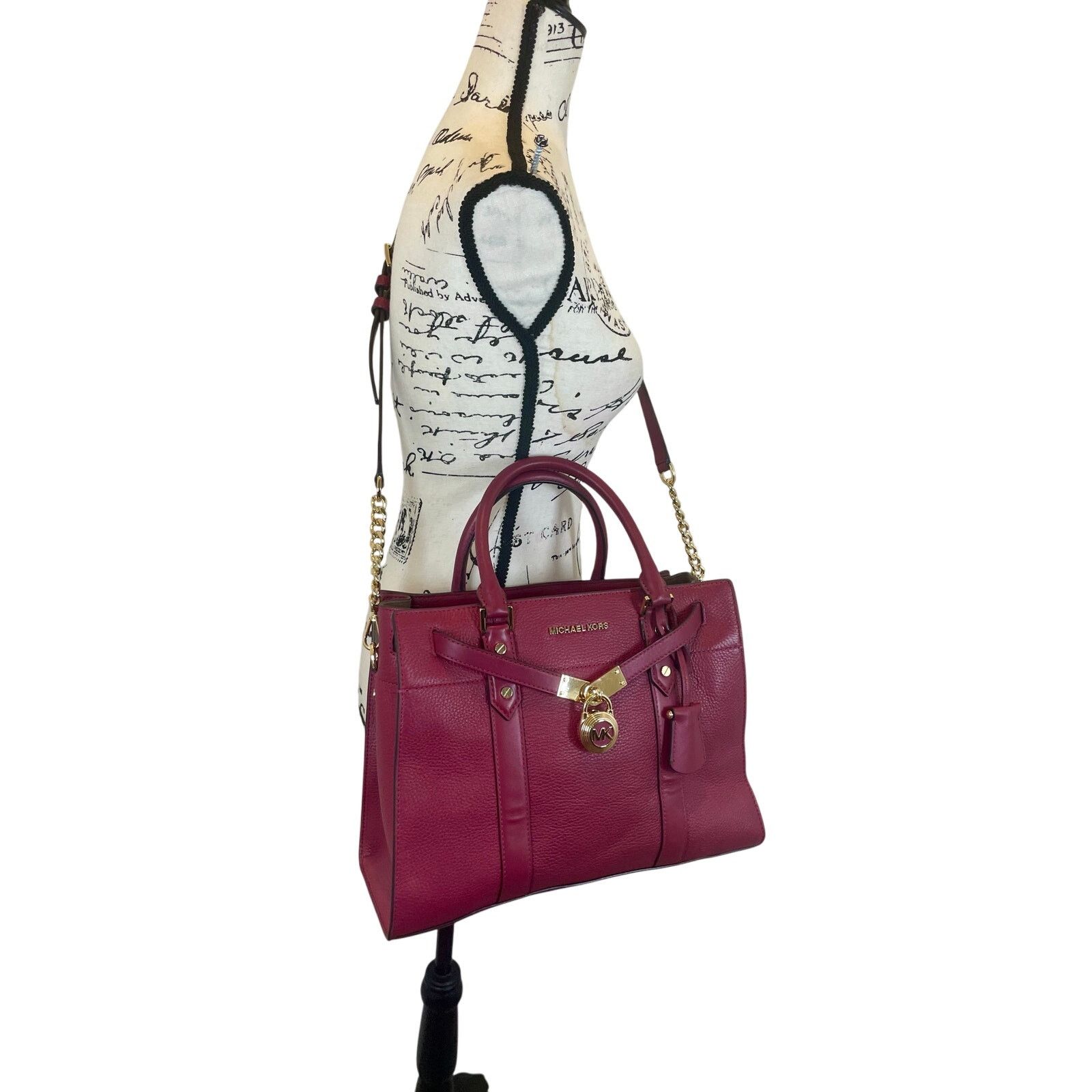 Michael Kors MICHAEL KORS NOUVEAU SATCHEL BAG PADLOCK KEY CROSSBODY BERRY Size ONE SIZE - 9 Thumbnail