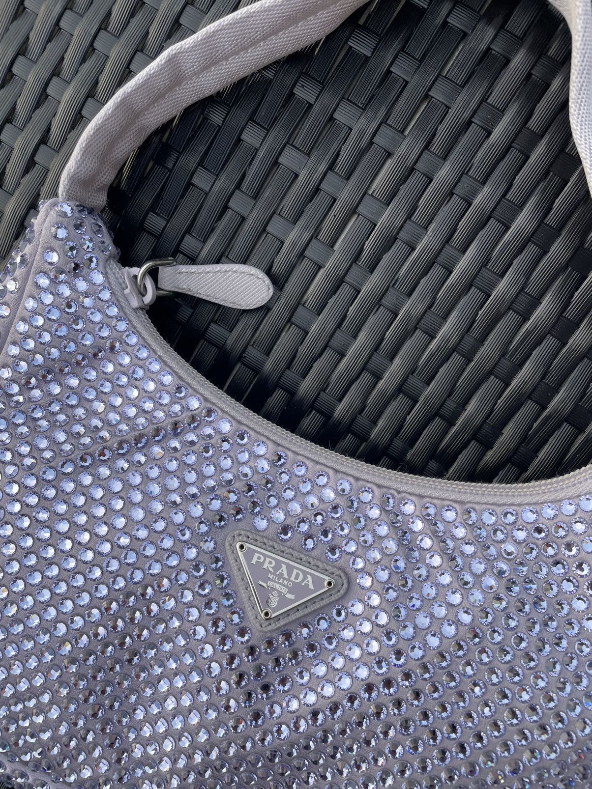 Prada Prada Purple Crystal 2000 Re-Ed Hobo Handbag Satin Silver Size ONE SIZE - 4 Thumbnail