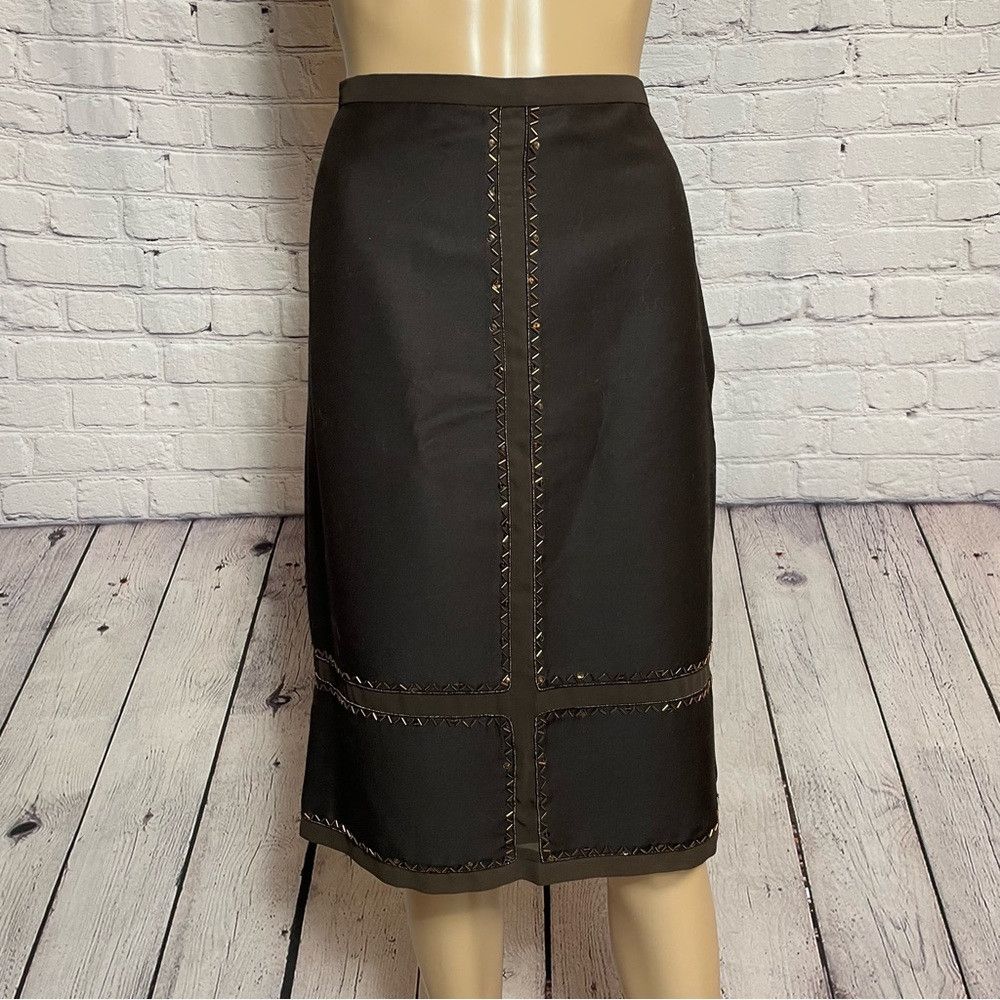 Magaschoni NWT New $260 Magaschoni Wool Silk Beaded Mahogany Skirt Siz Size 34" / US 12 / IT 48 - 1 Thumbnail