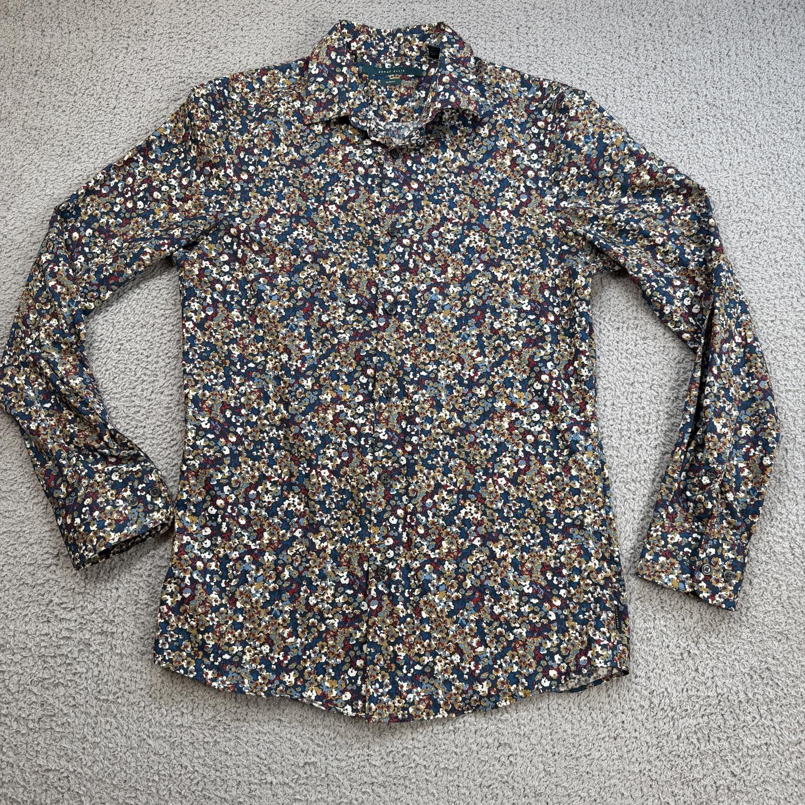 Perry Ellis Perry Ellis Slim Fit Floral Button Up Shirt Mens S Blue Size US S / EU 44-46 / 1 - 1 Thumbnail