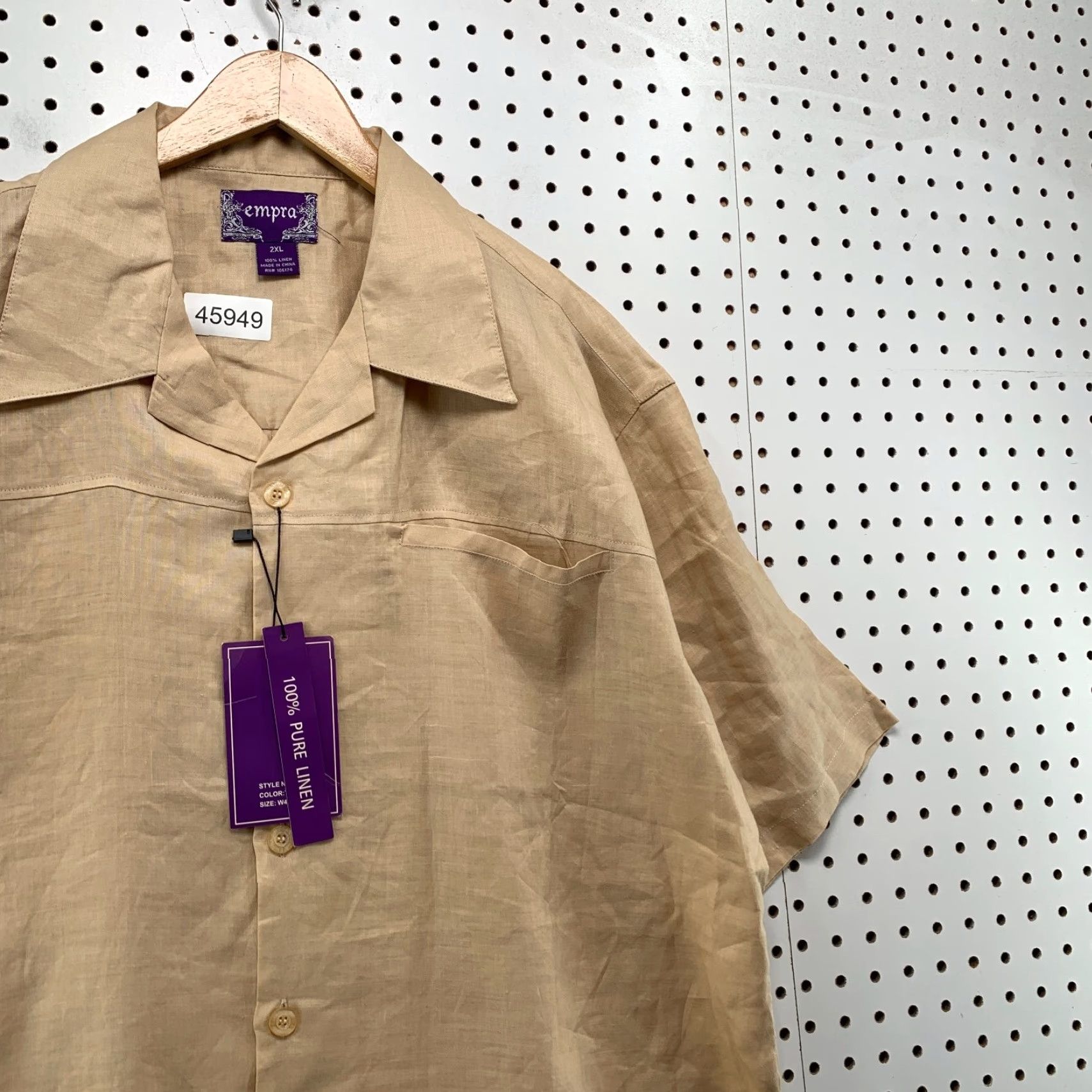 Vintage Empra Button-Up Shirt Mens 2XL Linen Beige Short Sleeve NWT Size US XXL / EU 58 / 5 - 5 Thumbnail