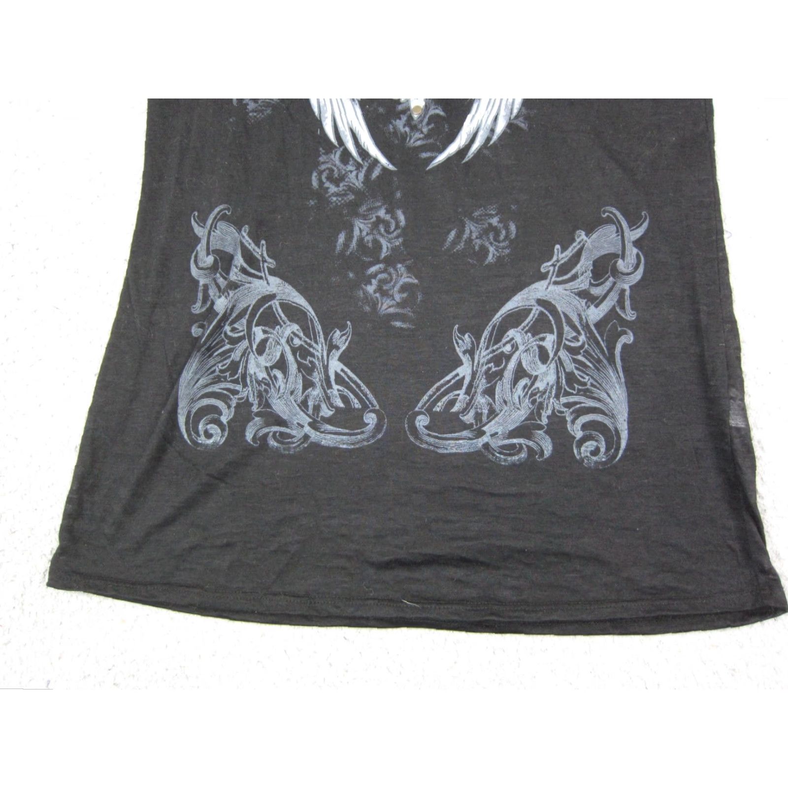 Vintage VINTAGE Sturgi Shirt Womens XL Black Saloon Biker Studs Y2K Tattoo Liberty Wear Top Shirt T-Shirt 90s Womens XL Black Size XL / US 12-14 / IT 48-50 - 3 Thumbnail