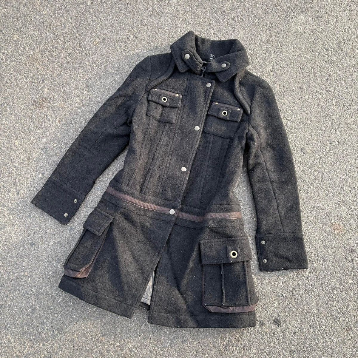 Japanese Brand ERIOT Wool Military Utility Coat Black Y2K Gothic Size S / US 4 / IT 40 - 15 Thumbnail