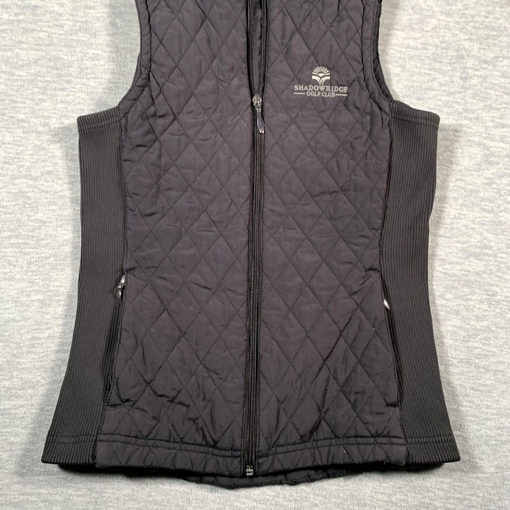 Logo 7 VINTAGE Straight Down Vest Womens XS Black Quilted Full Zip Shadowridge Golf Club Logo Size XS / US 0-2 / IT 36-38 - 3 Thumbnail