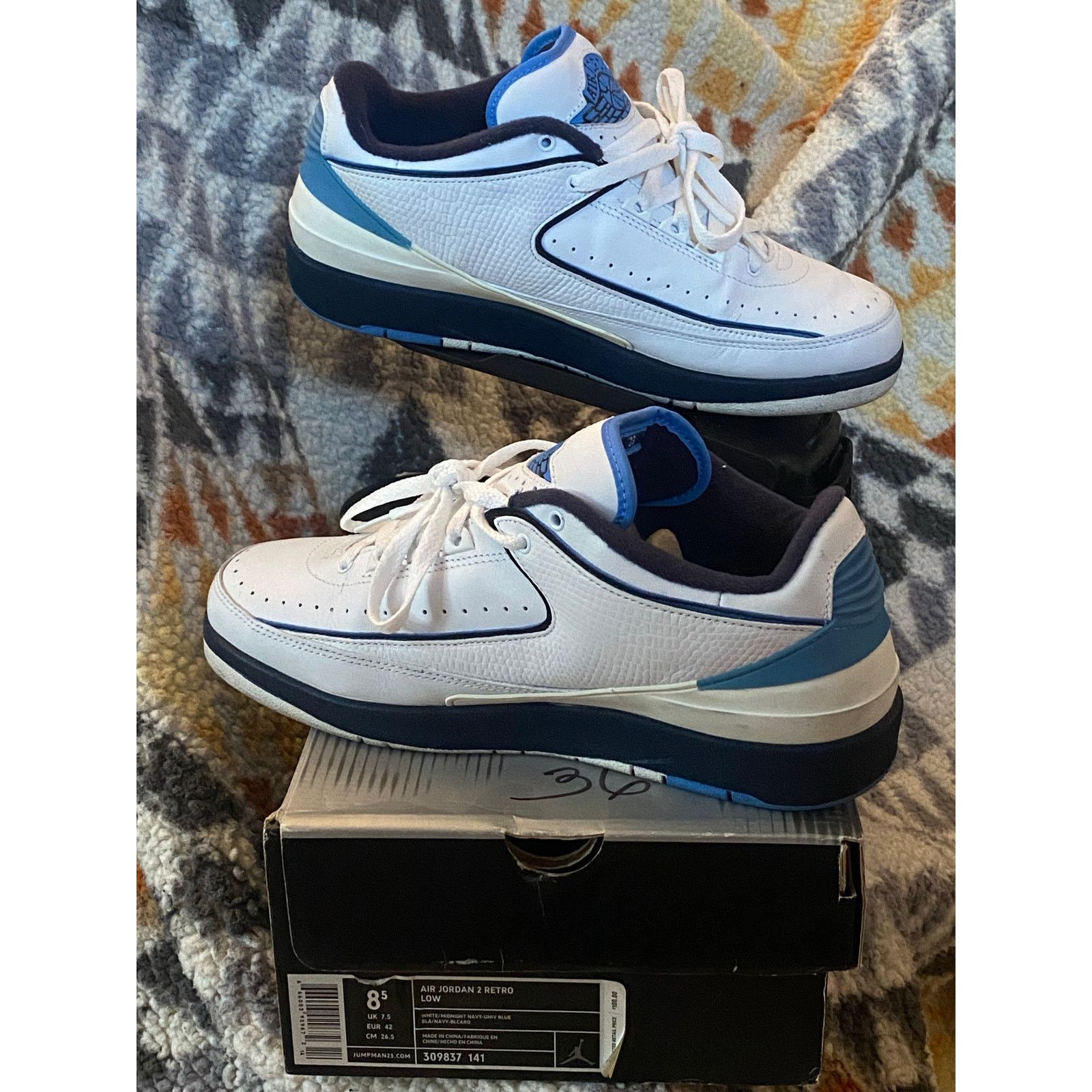Jordan Brand Air Jordan 2 Retro Low 'Midnight Navy' 2004 m8.5 w10 Size US 8.5 / EU 41-42 - 3 Thumbnail