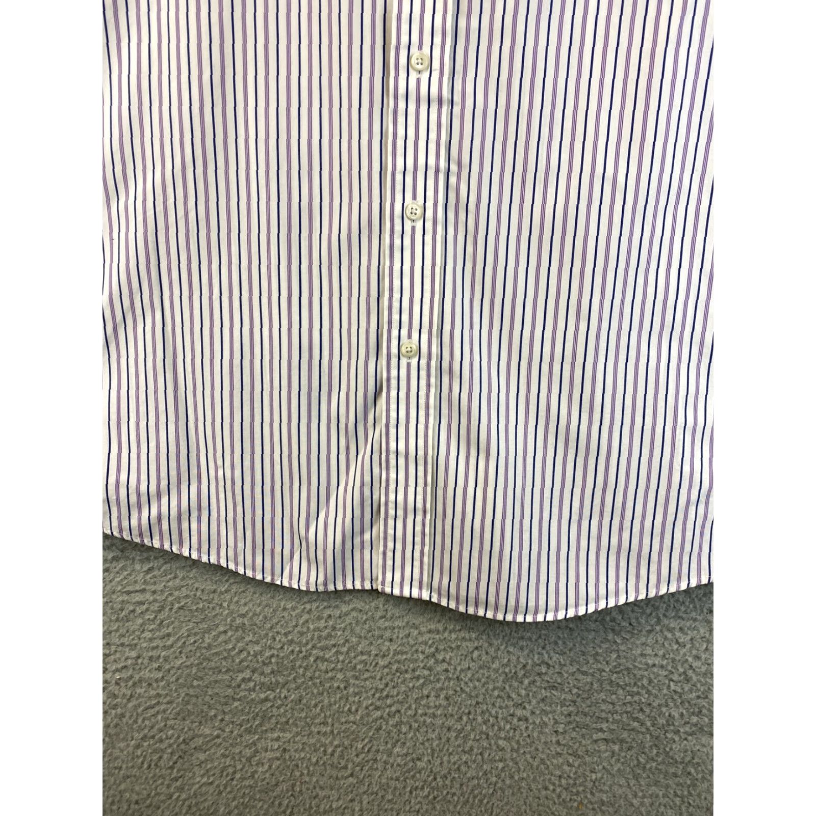 Polo Ralph Lauren VINTAGE Ralph Lauren Polo Dress Shirt Mens Long Sleeve 17.5 Purple Stripes Cotton Slim Fit Mens Size 46R - 3 Thumbnail