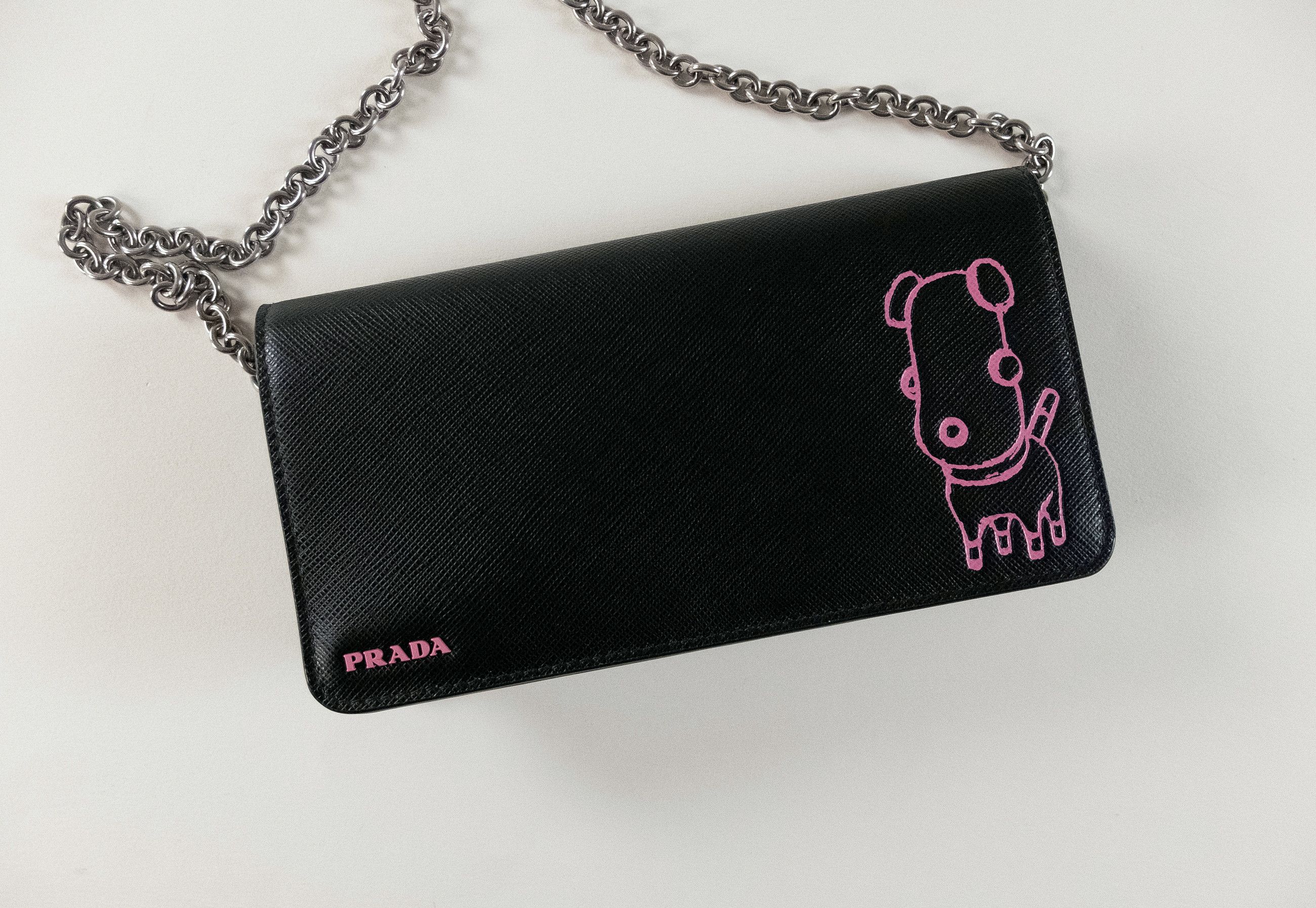 Prada PRADA Pradamalia black pink Saffiano leather chain wallet Size ONE SIZE - 4 Thumbnail