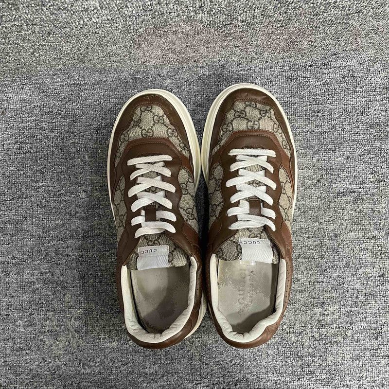 Gucci Gucci Brown Canvas Lace-Up Stylish Sneakers - Size US 10.5 / EU 43-44 - 5 Thumbnail