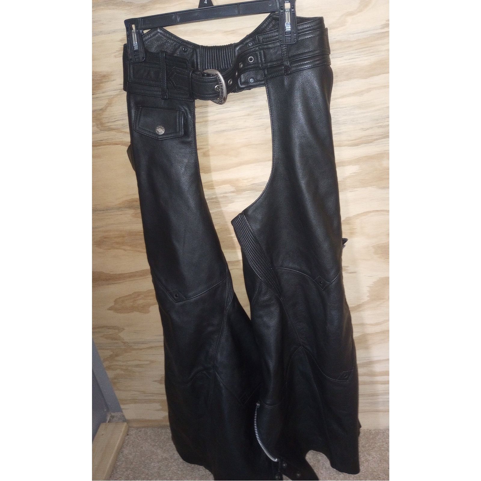 Women's Harley Davidson Small Black Leather Chaps Motorcycle