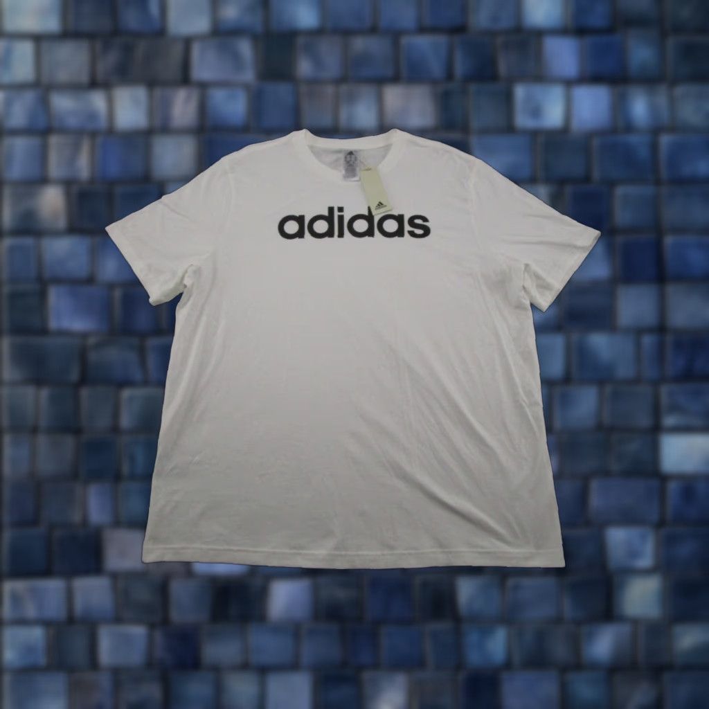 Adidas adidas Linear Logo Mens T Shirt Cotton Short Sleeve Size 2XL White Black Logo Sports Size US XXL / EU 58 / 5 - 1 Thumbnail