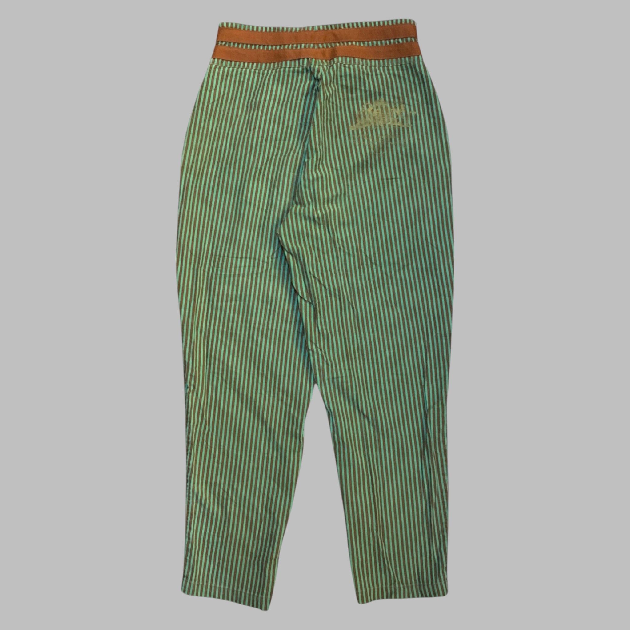 Designer × Marithe + Francois Girbaud Vintage Marithe Francois Girbaud Green Striped Pants Size 36" / US 14 / IT 50 - 2 Thumbnail