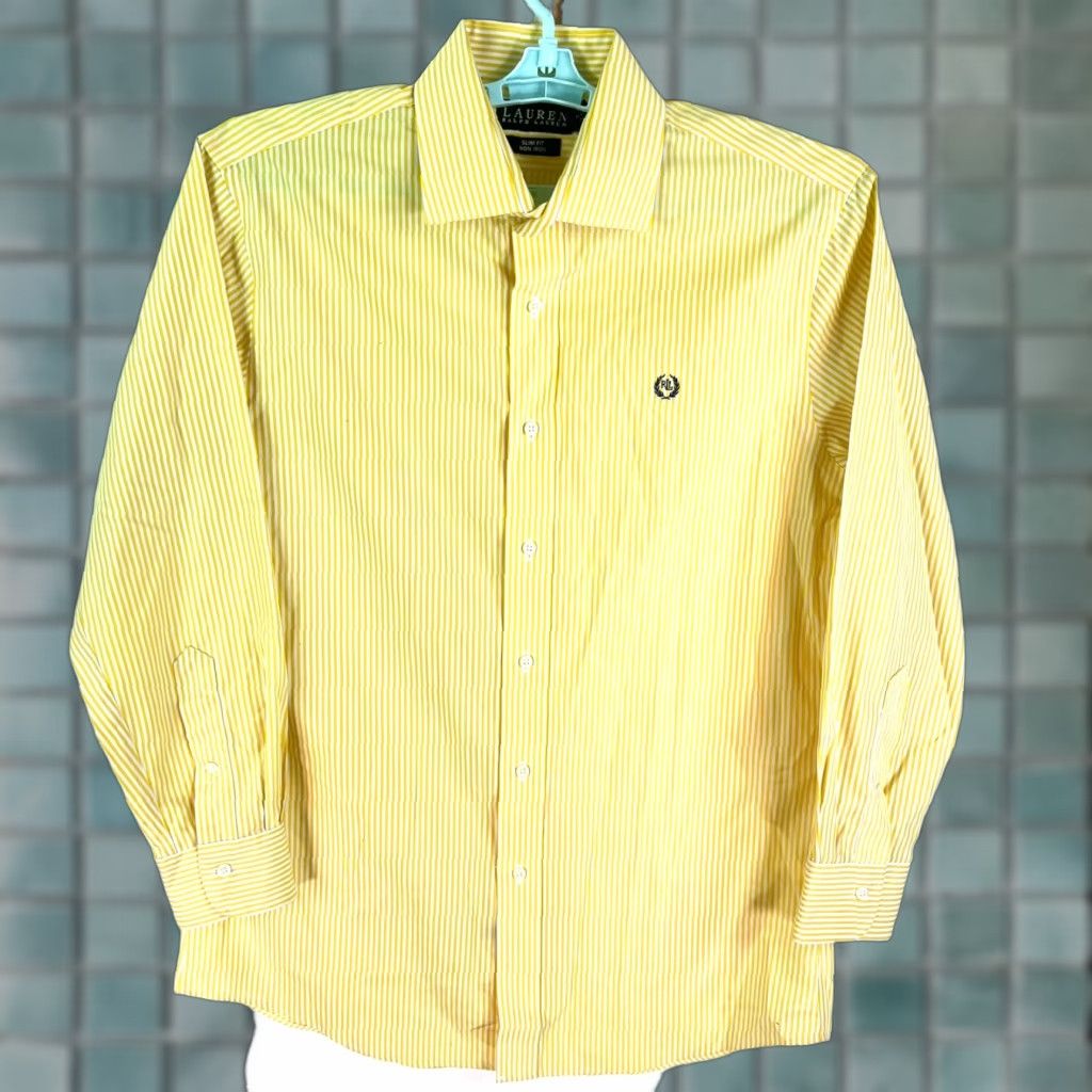 Ralph Lauren Ralph Lauren Slim Fit Button-Down Shirt Men Yellow Striped Non-Iron 16/33 46 Chest Size US L / EU 52-54 / 3 - 1 Thumbnail