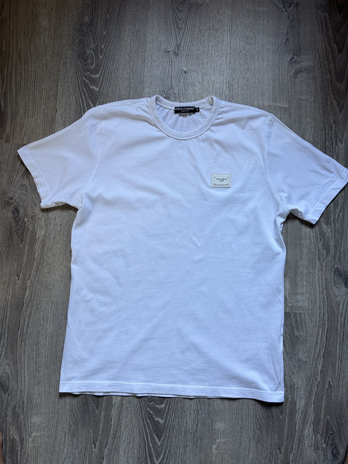 Dolce & Gabbana Dolce & Gabbana White Logo Plaque Cotton Crew Neck T-shirt Size US XL / EU 56 / 4 - 1 Thumbnail