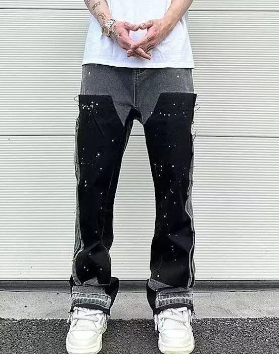 Japanese Brand Black Color Graffiti Flared Denim Pant Size US 32 / EU 48 - 5 Thumbnail