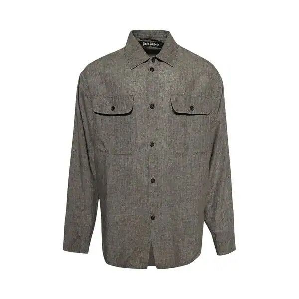 Palm Angels o1mle0226 Curved Logo Overshirt in Green Size US M / EU 48-50 / 2 - 1 Preview