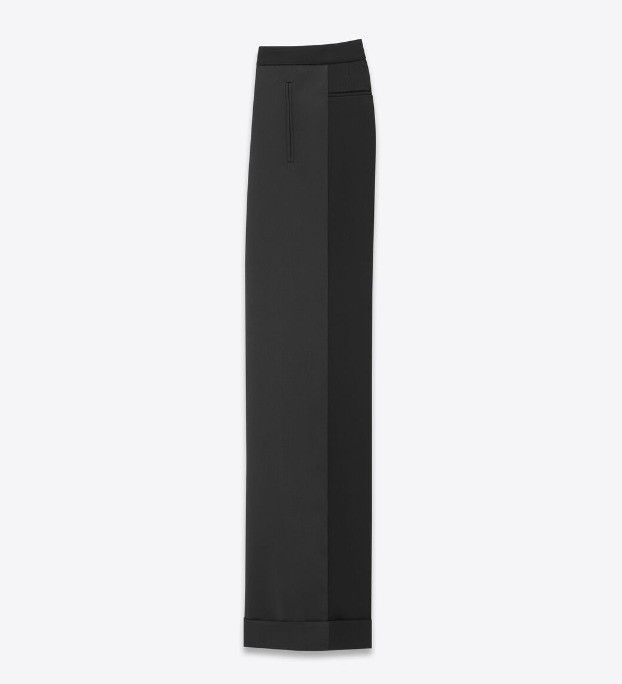 Saint Laurent Paris o1s1wg111124 Flared Tuxedo Pants In Grain De Poudre in Black Size US 38 / EU 54 - 2 Thumbnail