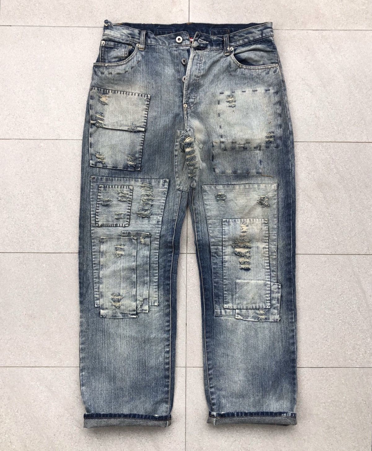 Japanese Brand CIRCUM Embroidery Patchwork Pant Kapital Archive Inspired Size US 33 - 5 Thumbnail