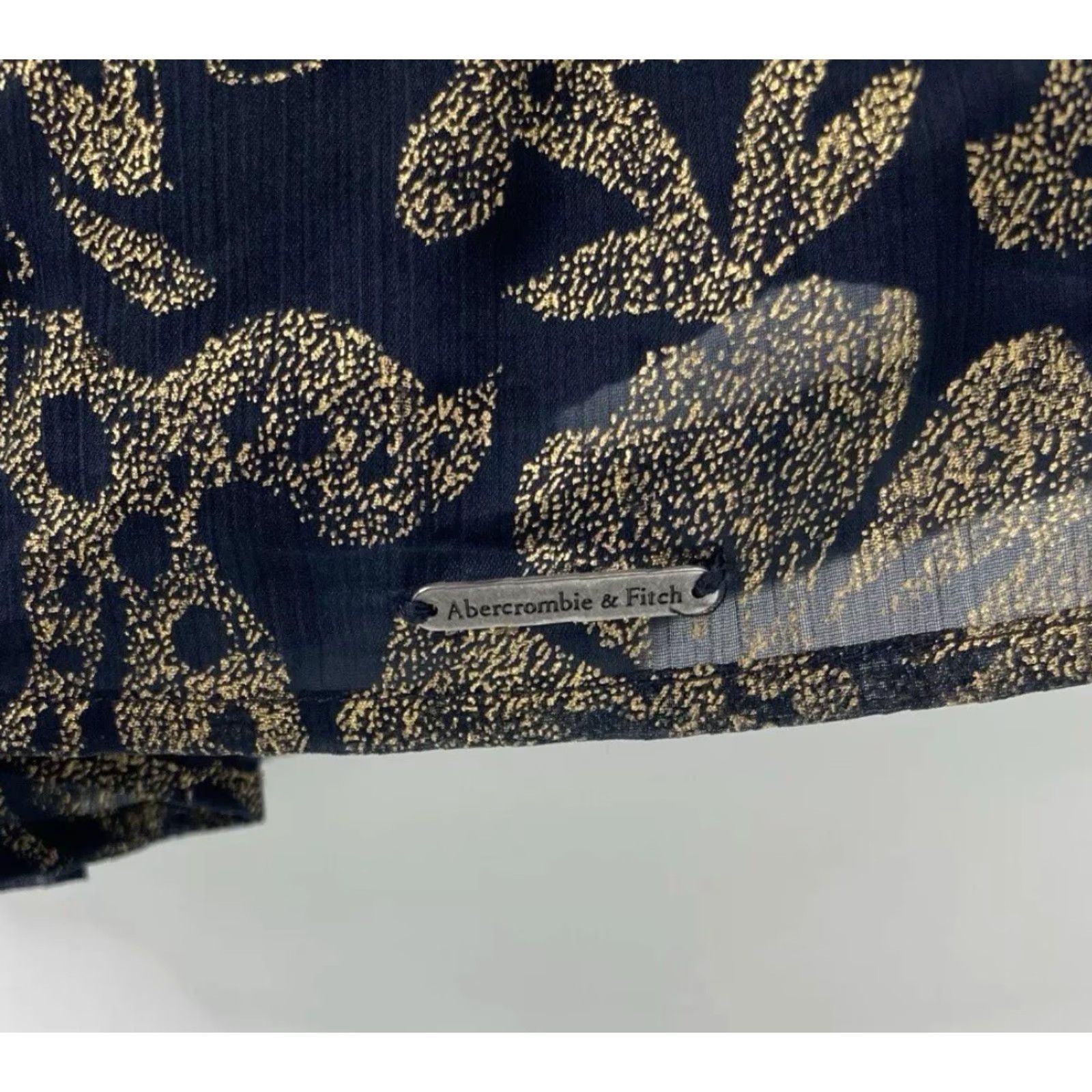 Abercrombie & Fitch Abercrombie & Fitch Women's Sundress Mini Spaghetti Strap Navy Gold Floral Size S XS-00? Size S / US 4 / IT 40 - 5 Thumbnail