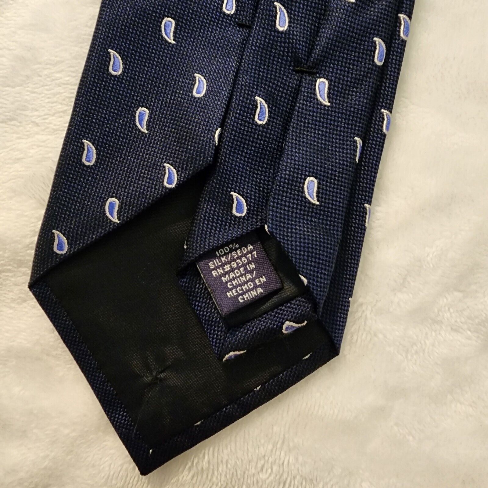 Stafford STAFFORD Silk Necktie Designer PAISLEY Blue Tie Classic Size ONE SIZE - 4 Thumbnail