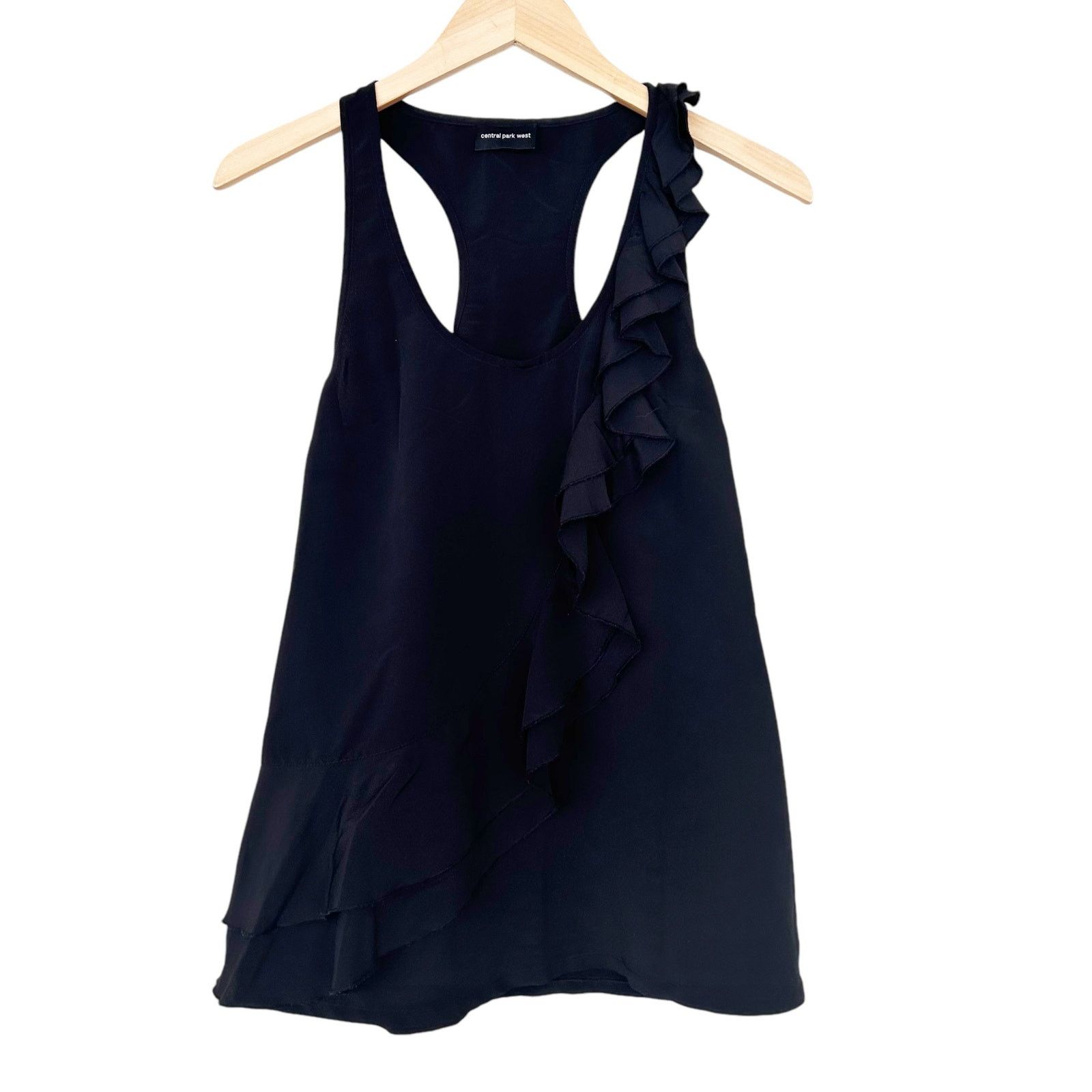 Central Park West Central Park West Black Ruffle Tank Top Sz S Size S / US 4 / IT 40 - 1 Thumbnail