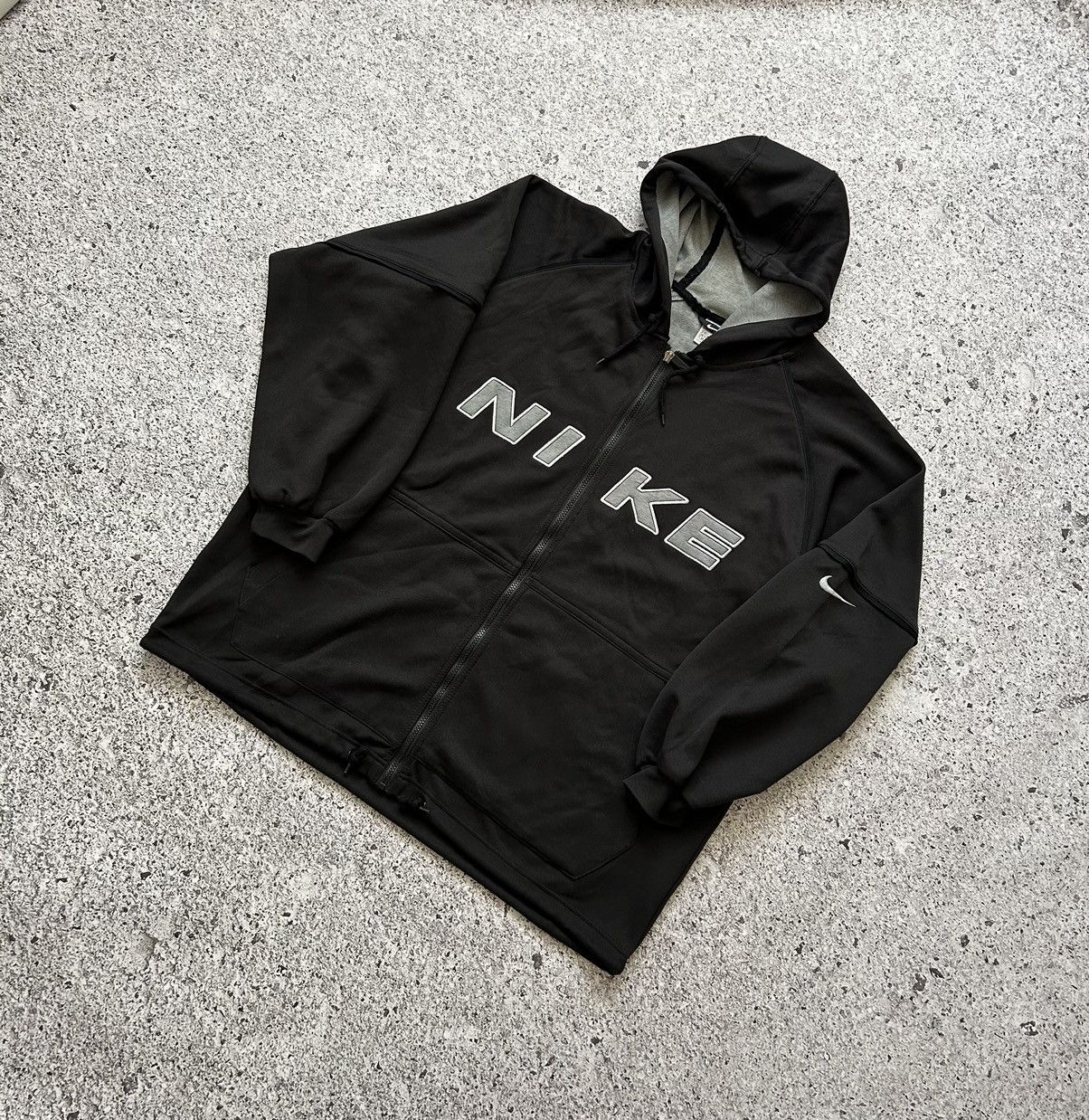 Nike × Vintage Vintage 80s/90s Nike Swoosh Big Logo Zip Hoodie Y2K Hype Size US XL / EU 56 / 4 - 1 Thumbnail