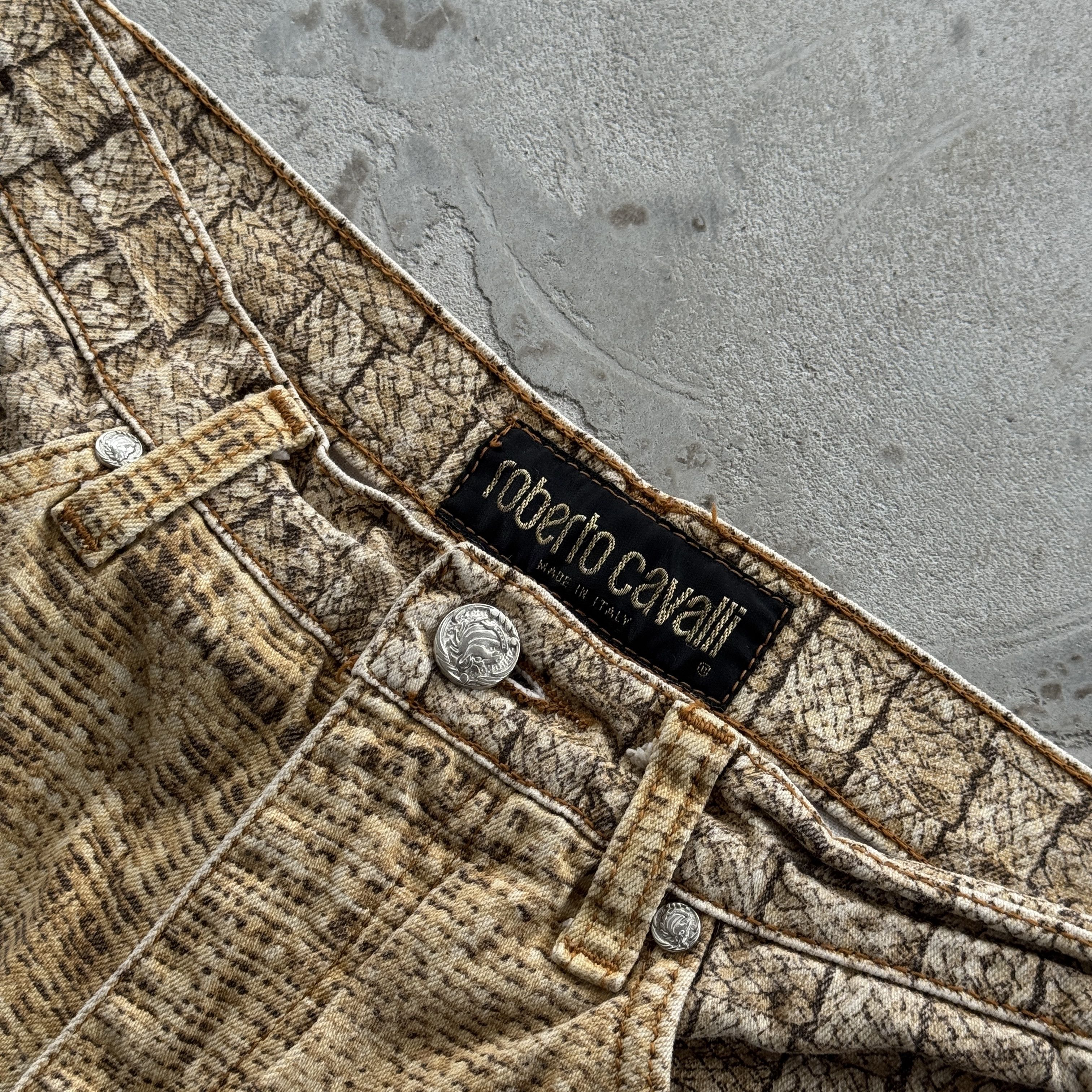 Roberto Cavalli Roberto Cavalli Archive Snakeskin Print Denim Pants Italy Size 32" / US 10 / IT 46 - 5 Thumbnail