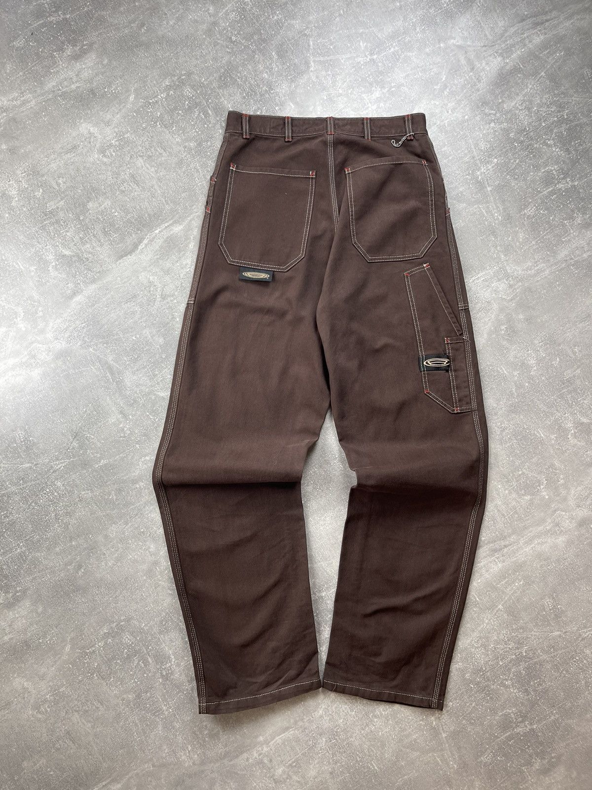Other Boom Bap Y2K RAP Stitch Detail Heavy Cotton Wide Brown Pants Size US 31 - 2 Thumbnail