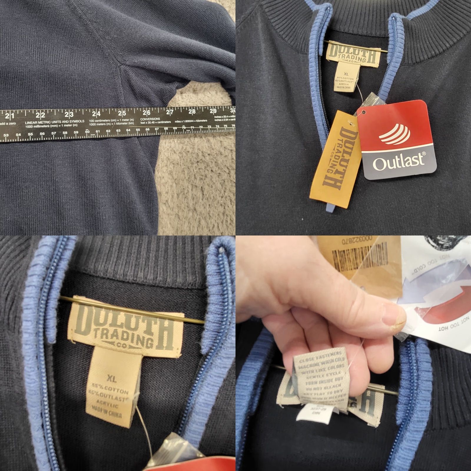 Vintage Duluth Trading Company Sweater Men XL Blue 1/4 Zip Pullover Cotton Blend Knit Classic Casual Workwear Mens Pullover 1/4 Zip Zip Mock Neck Size US L / EU 52-54 / 3 - 8 Thumbnail