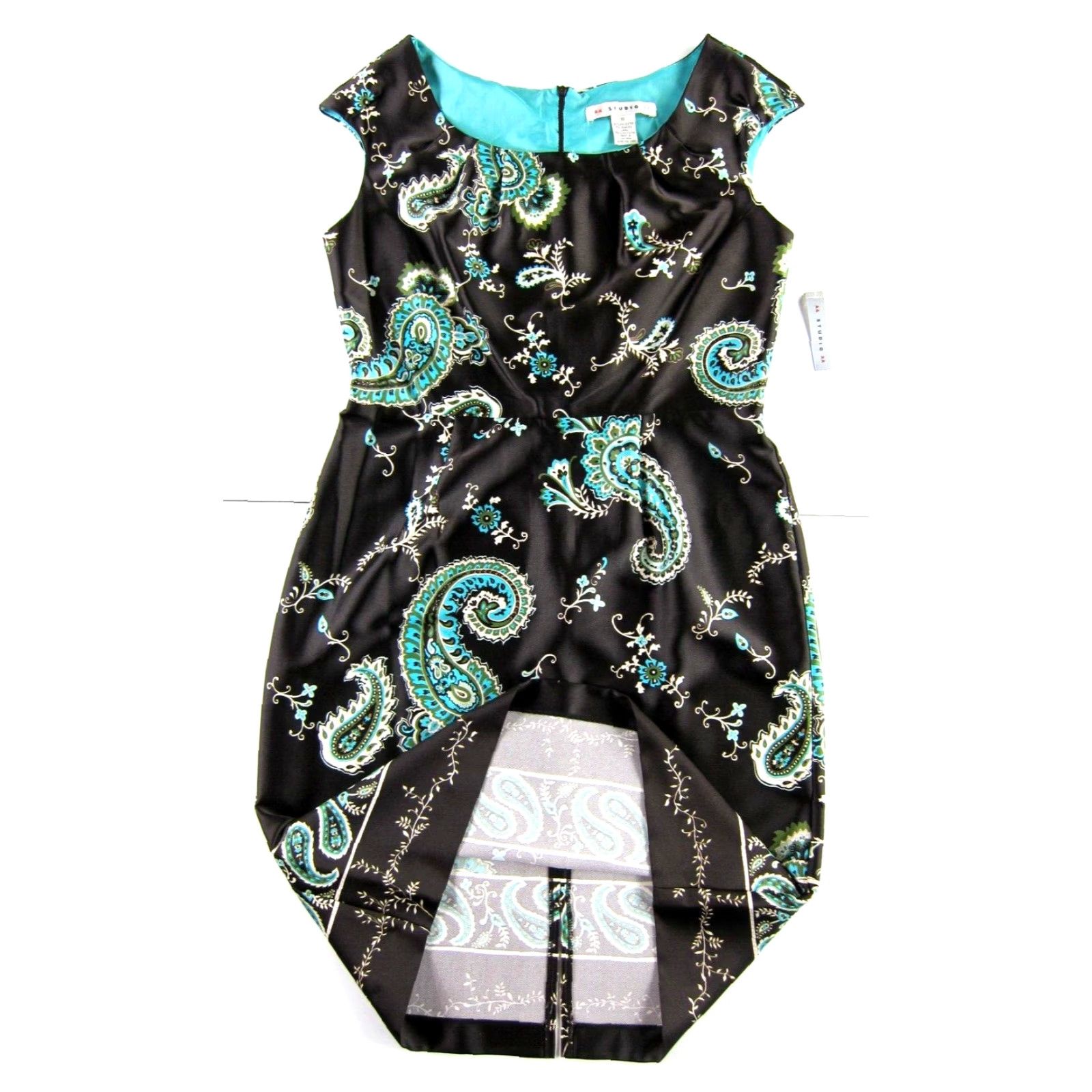 Vintage VINTAGE NWT AA Studio AA Blue Brown Green Floral Paisley Cap Sleeve Sheath Dress 10 Size L / US 10 / IT 46 - 5 Thumbnail