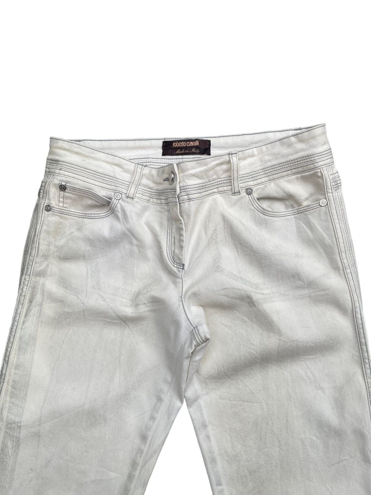 Roberto Cavalli Roberto Cavalli White/Grey Abstract Denim Size 32" / US 10 / IT 46 - 4 Thumbnail