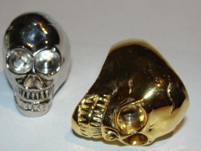 Handmade Sterling Silver Plated Brass Skull Ring Size ONE SIZE - 1 Thumbnail