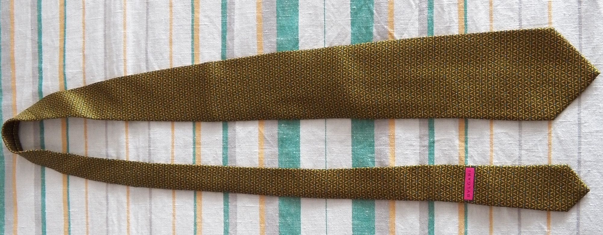 Bvlgari Bvlgari Silk Necktie green yellow geometrical floral Bulgari Size ONE SIZE - 4 Thumbnail